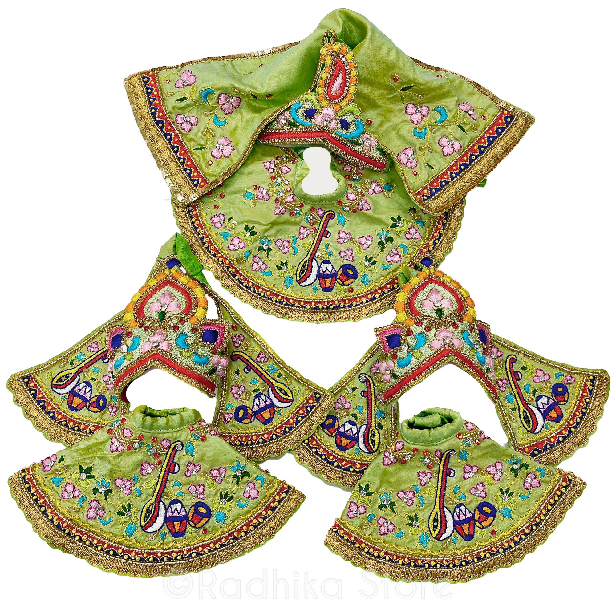 Divine Instruments - Sea Green - All Silk - Jagannath Baladeva Subhadra Deity Outfit