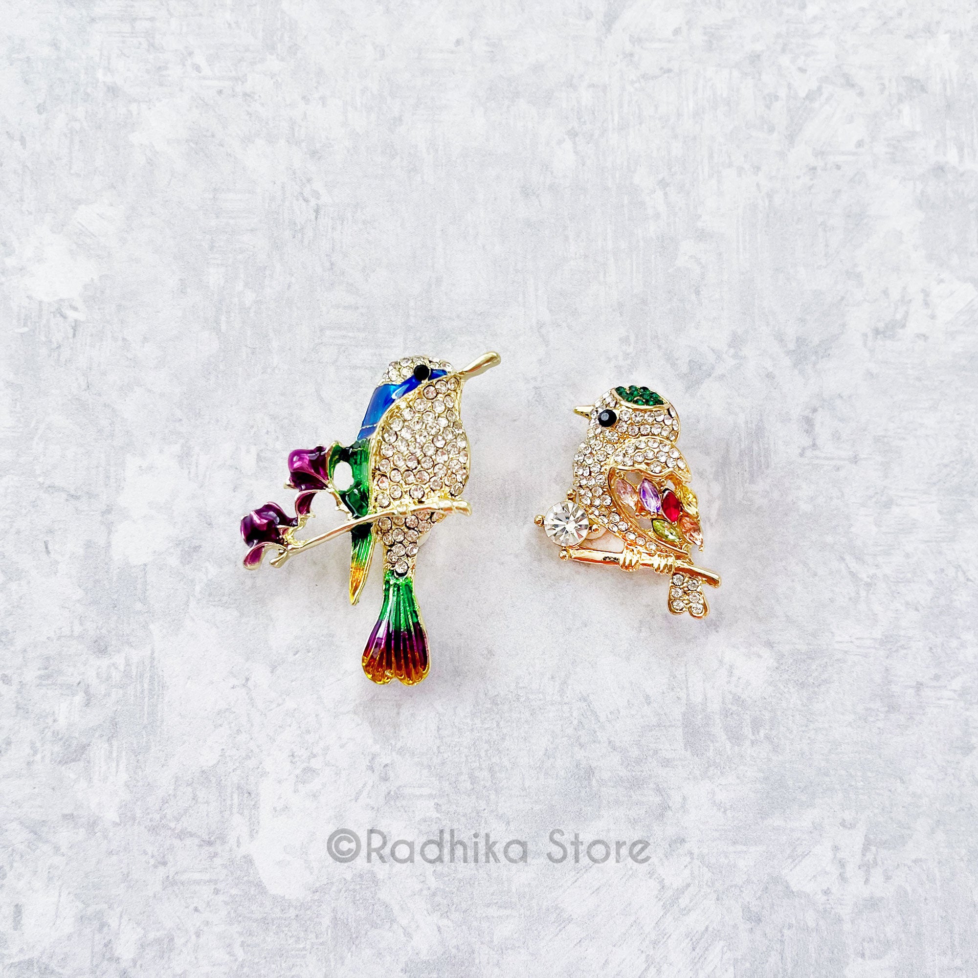 Cute Jeweled Birds -  Pendants-(Pins)