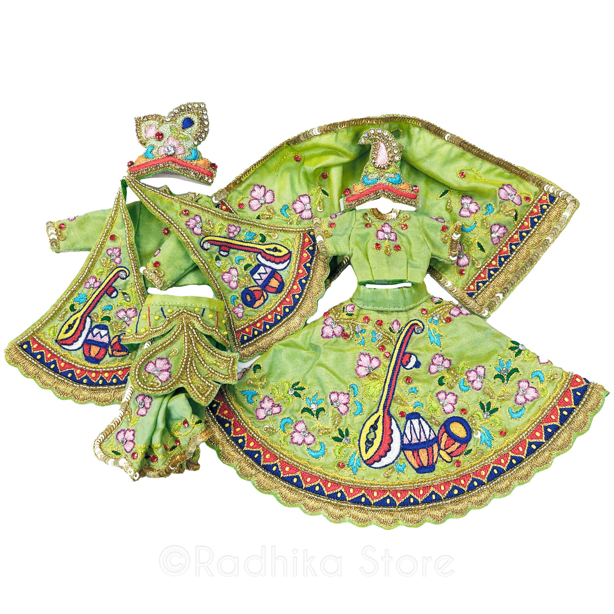 Divine Instruments - Sea Green - Silk - Radha Krishna Deity Outfit