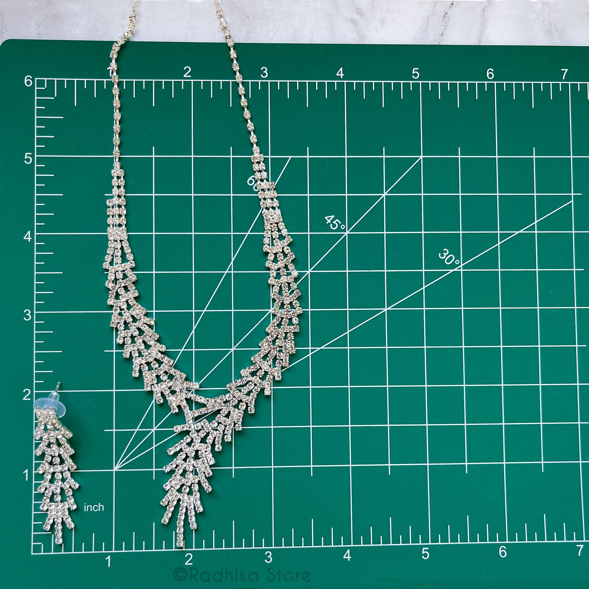 Tulsi Garland- Rhinestone Deity Necklace And Earring Set