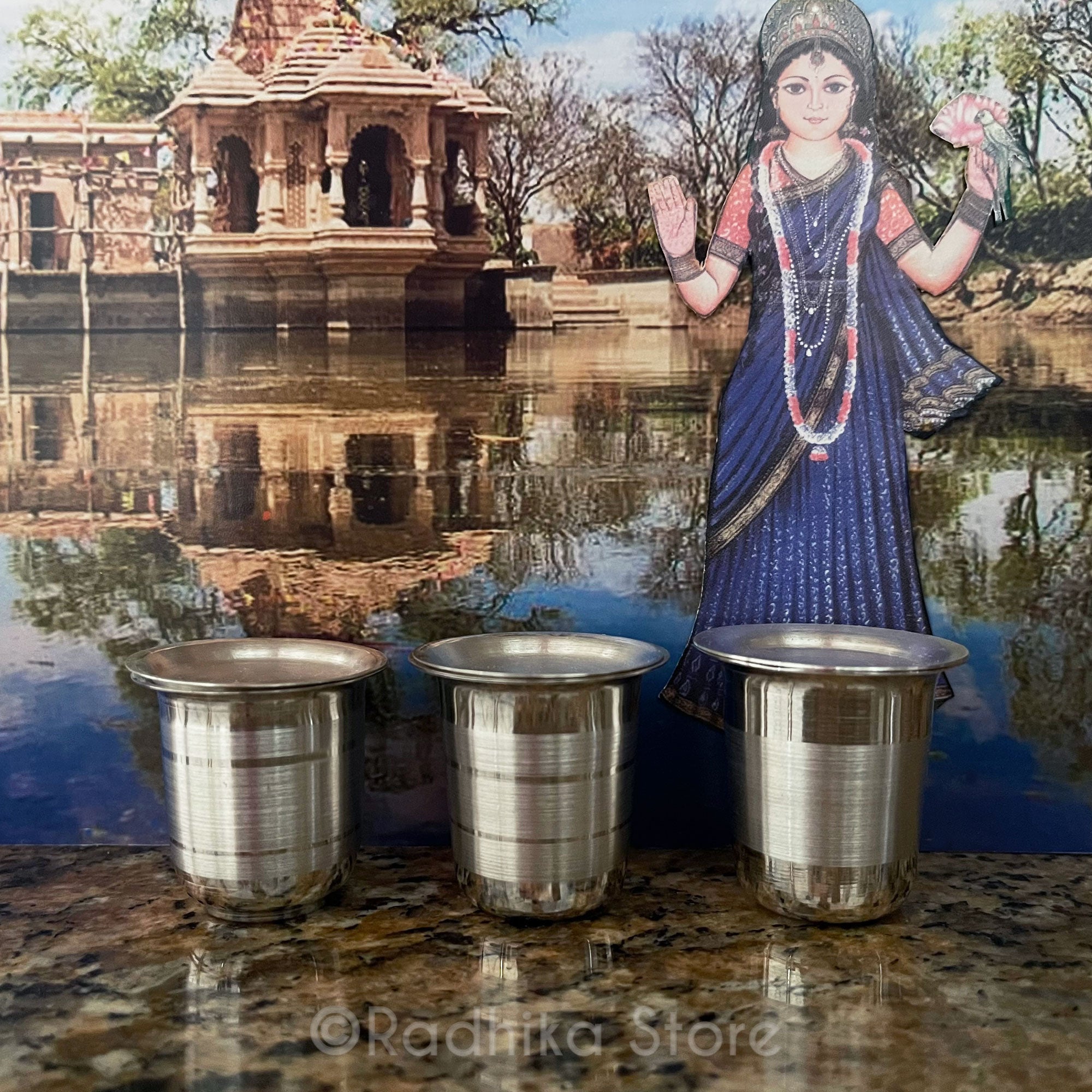 Silver Deity Water Cups With a Stripe - 1.5 Inch - Choose Design