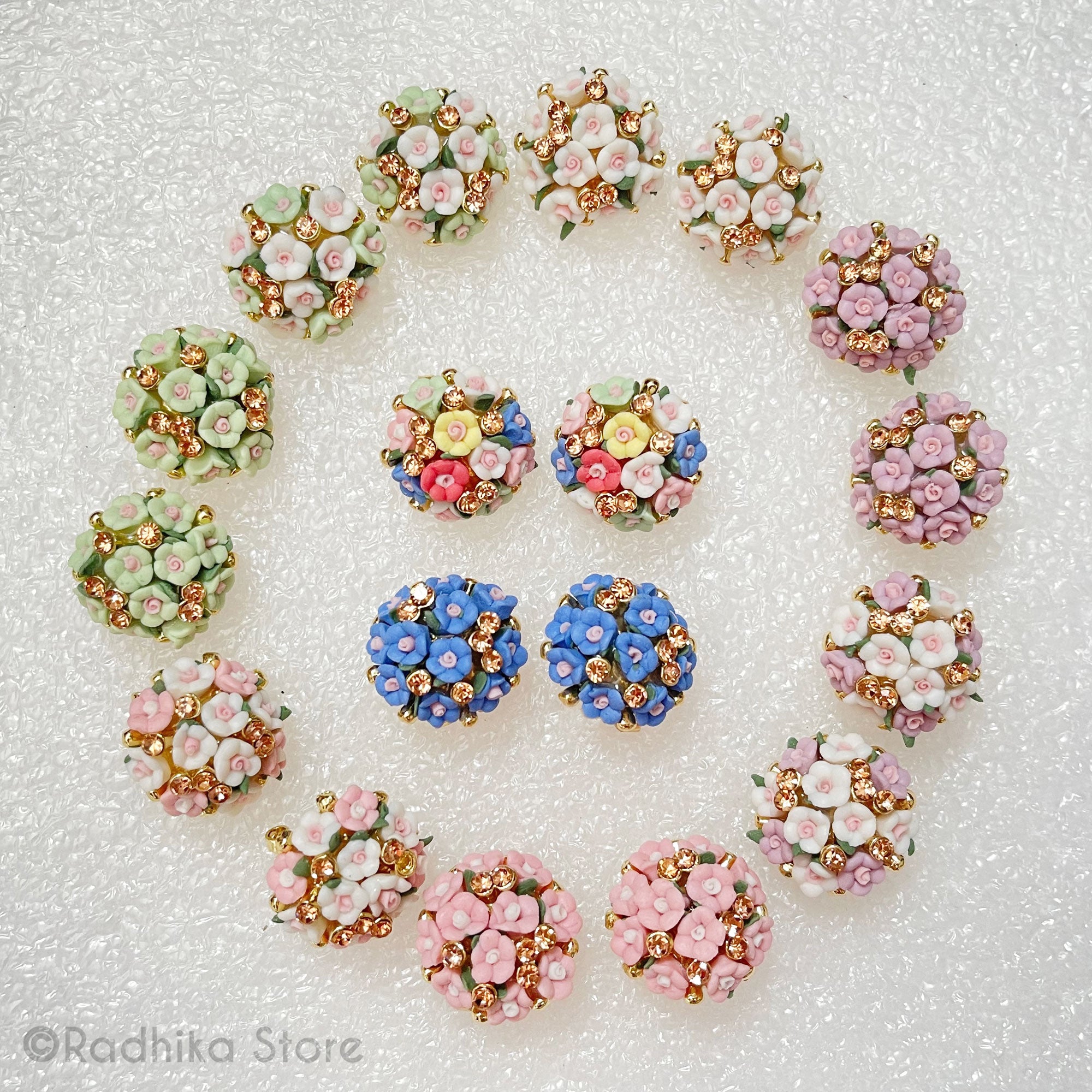 Mini Rose Bouquet-  Porcelain Earrings