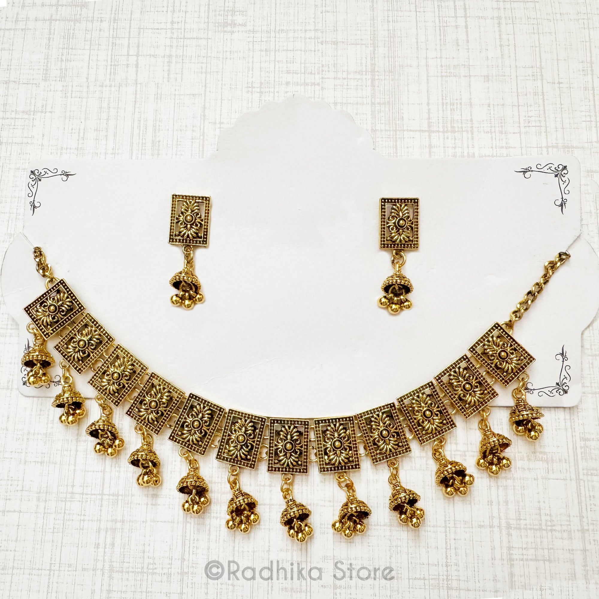 Temple Bells- Deity Necklace And Earring Set