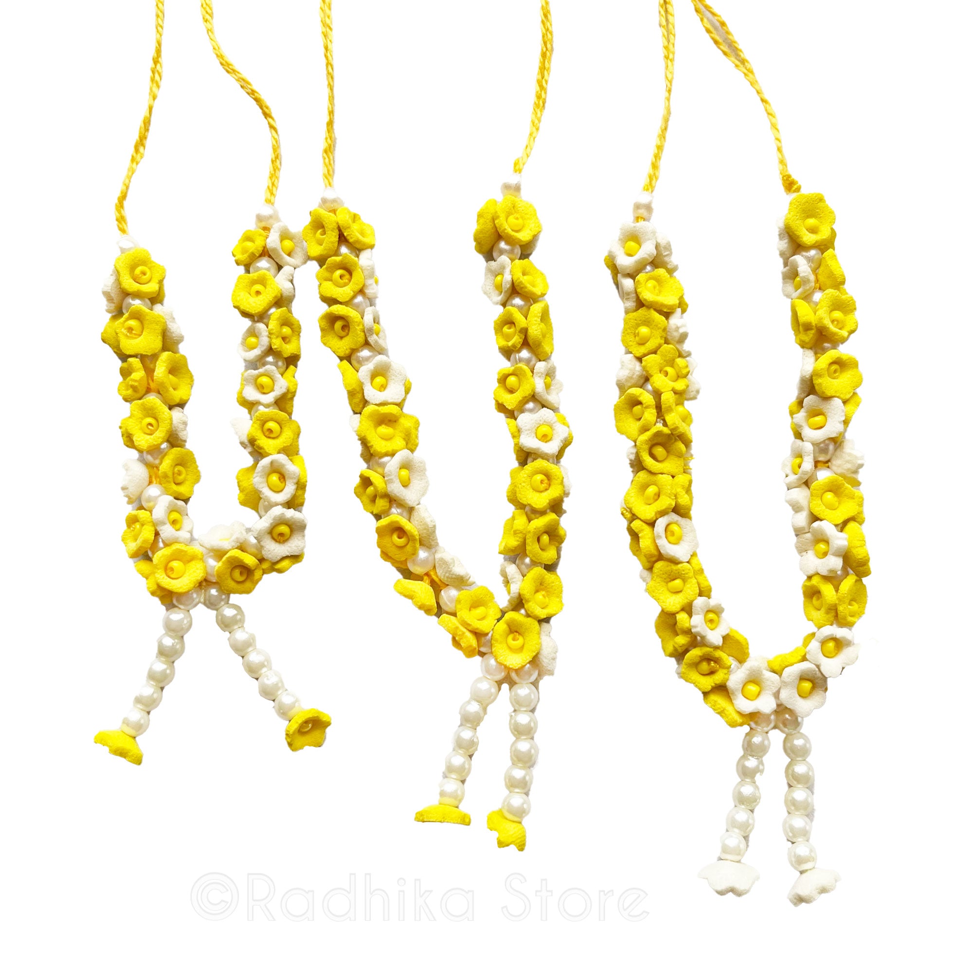 Yellow And Cream White With Yellow Center - Deity Garland - Flower Jewelry - Choose Size -