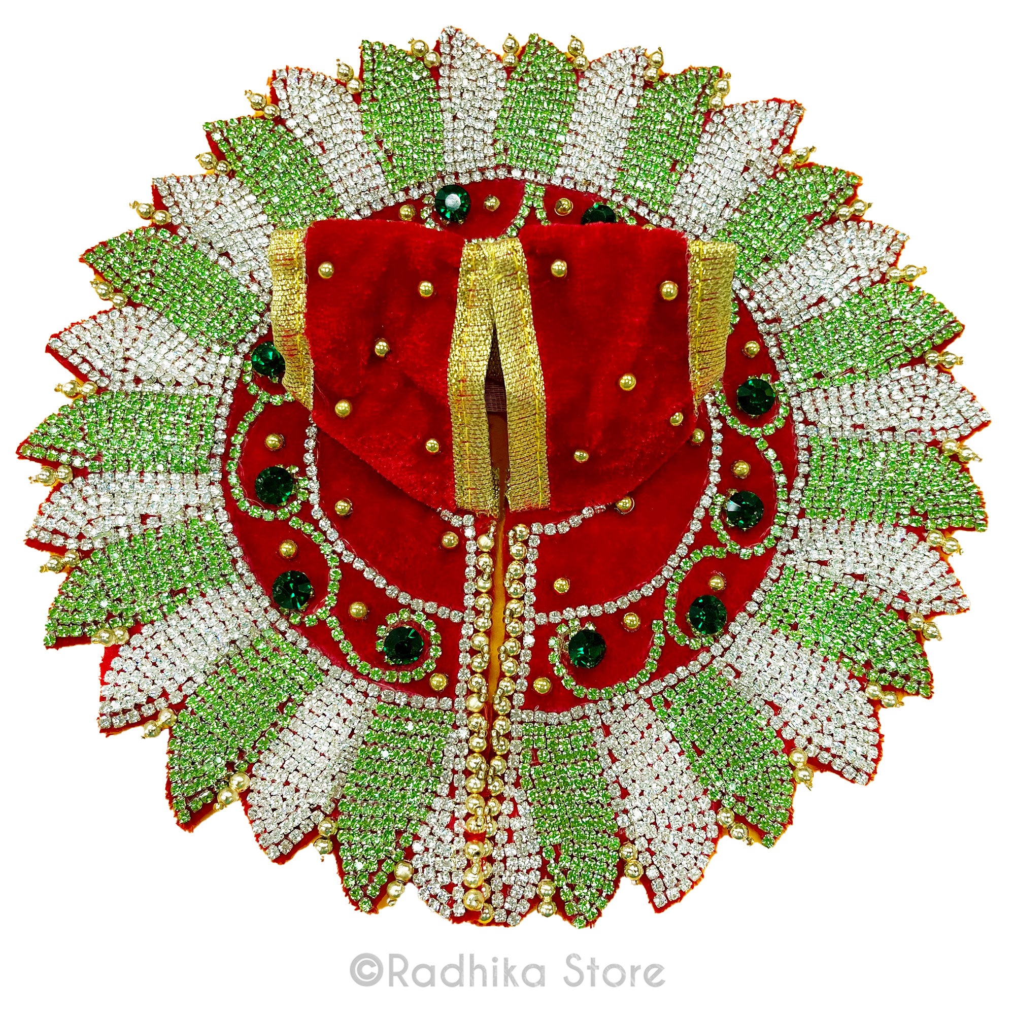 Pavan Sarovara Sparkeling Lotus - on Red Velvet - Laddu Gopal Outfit
