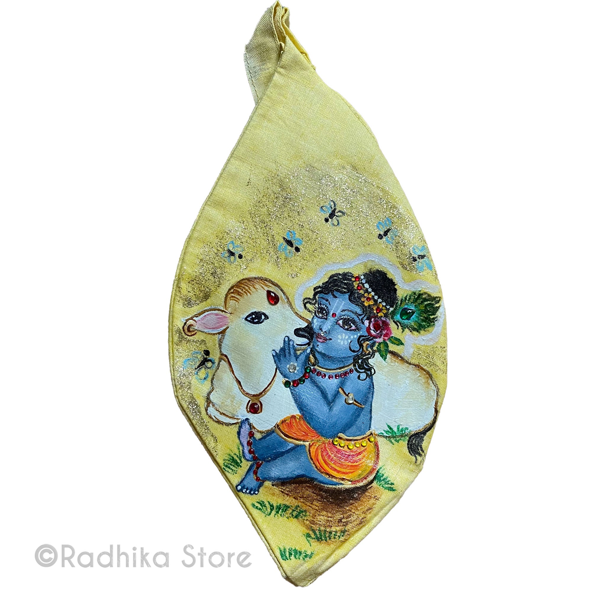 Gopal Darling of Vrindavan - Hand Painted and Jeweled - Bead Bag