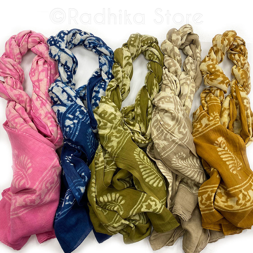 Tie Dye Maha Mantra Chadar - Tulsi Leaf Design - Choose Color