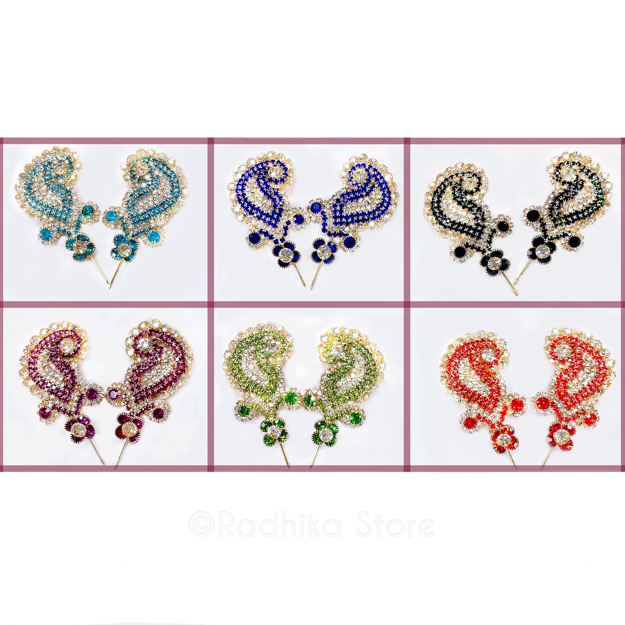 Flower Chandrika- Rhinestone Deity Turban Pins-Choose Color