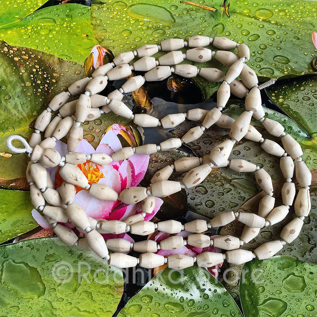 Extra Large Mridanga Shaped Pure Tulsi Japa Japa Beads - Hang 56" Inches Long