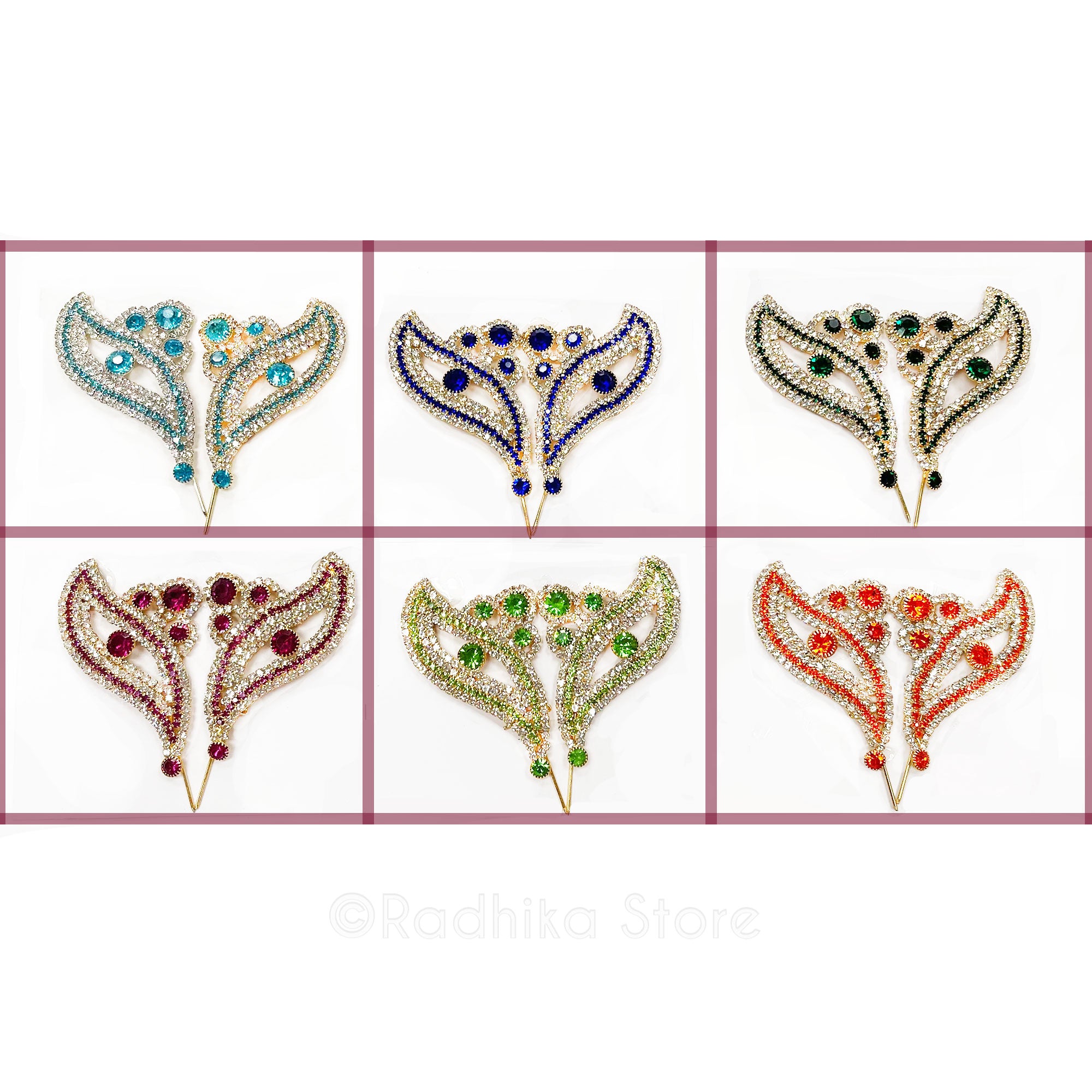 Lotus Eyes Butterfly- Rhinestone Deity Turban Pins-Choose Color