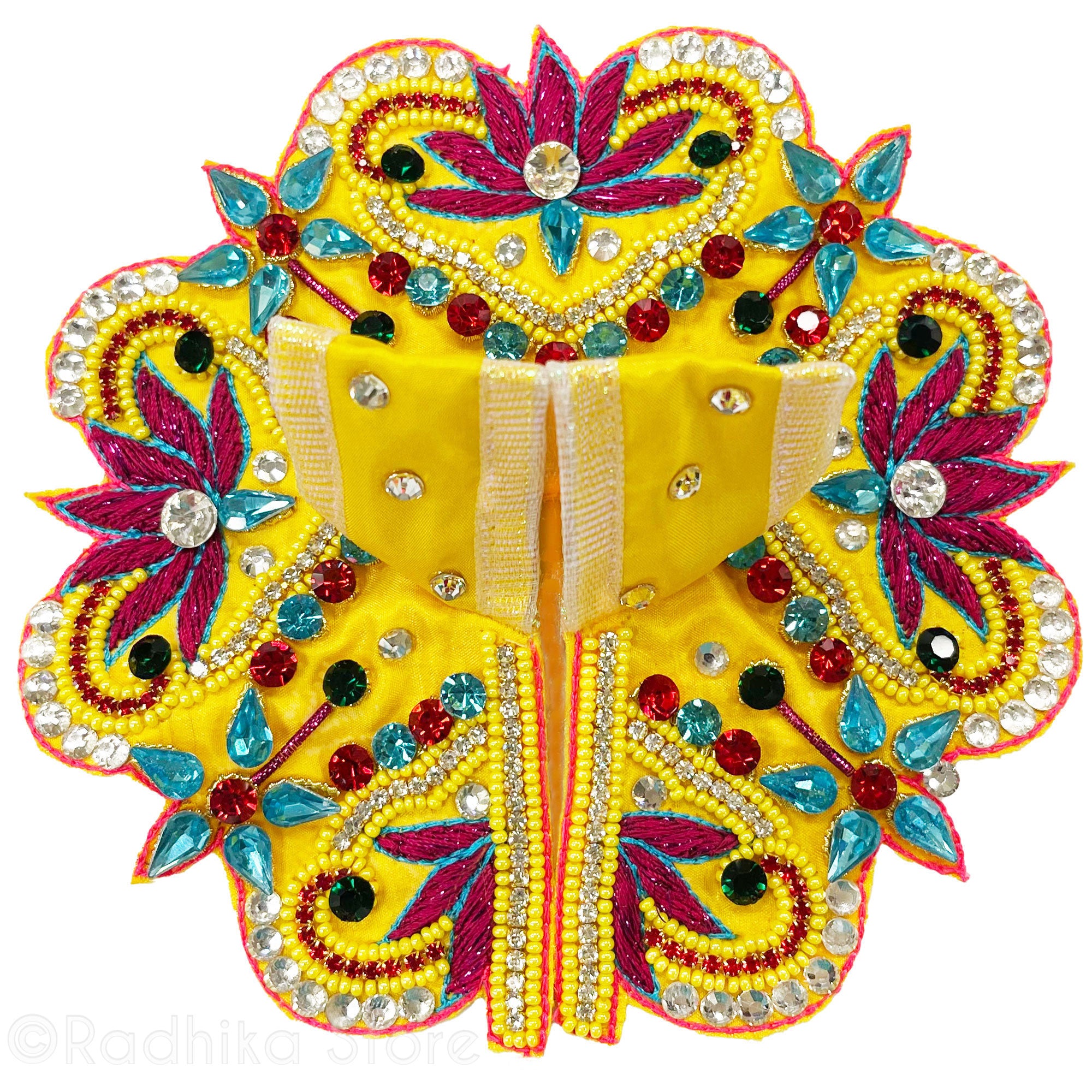 Lotus Hearts On Yellow Satin- Laddu Gopal Outfit