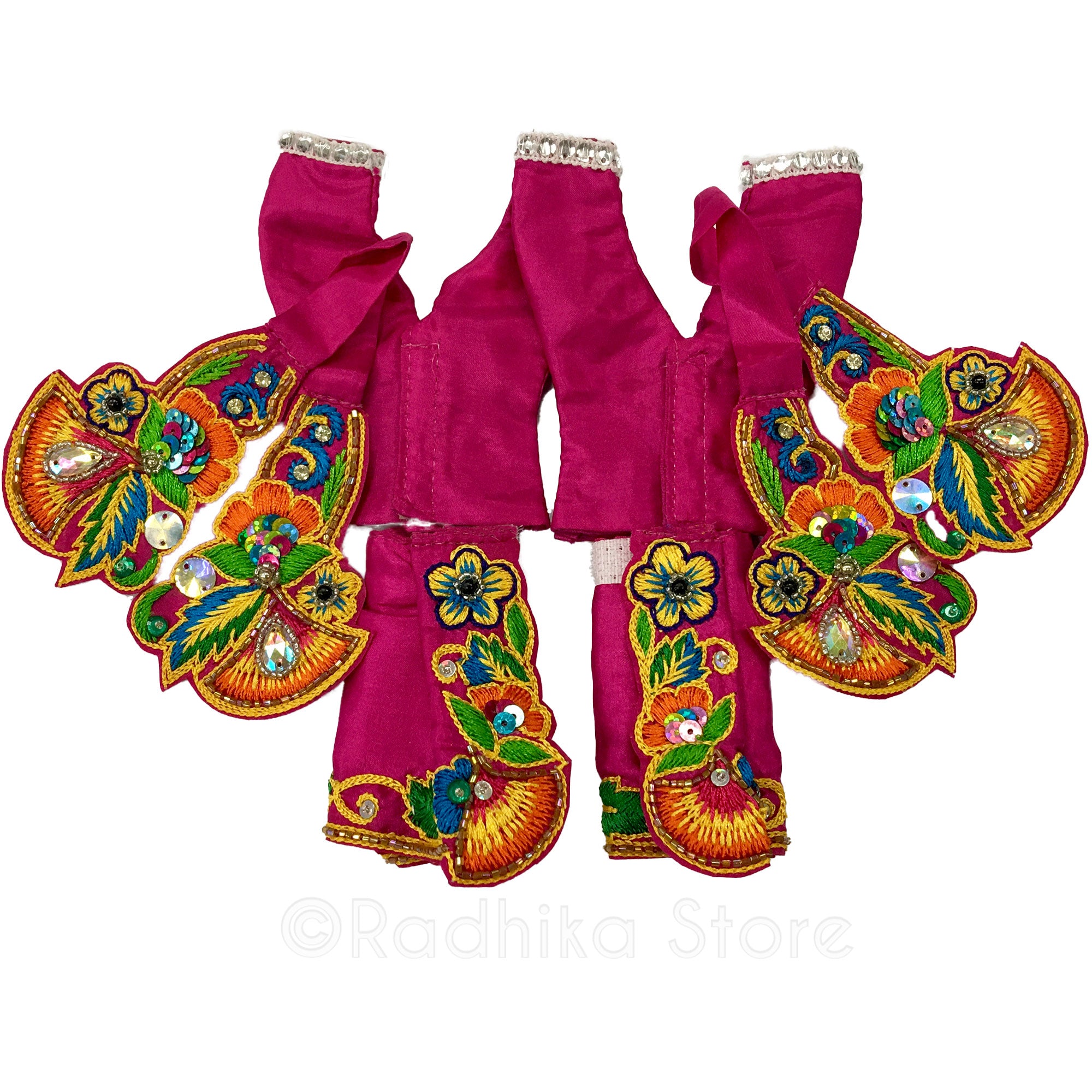 Mayapur Festival- Fuschia Satin- Multi Color - Gaura Nitai Deity Outfit