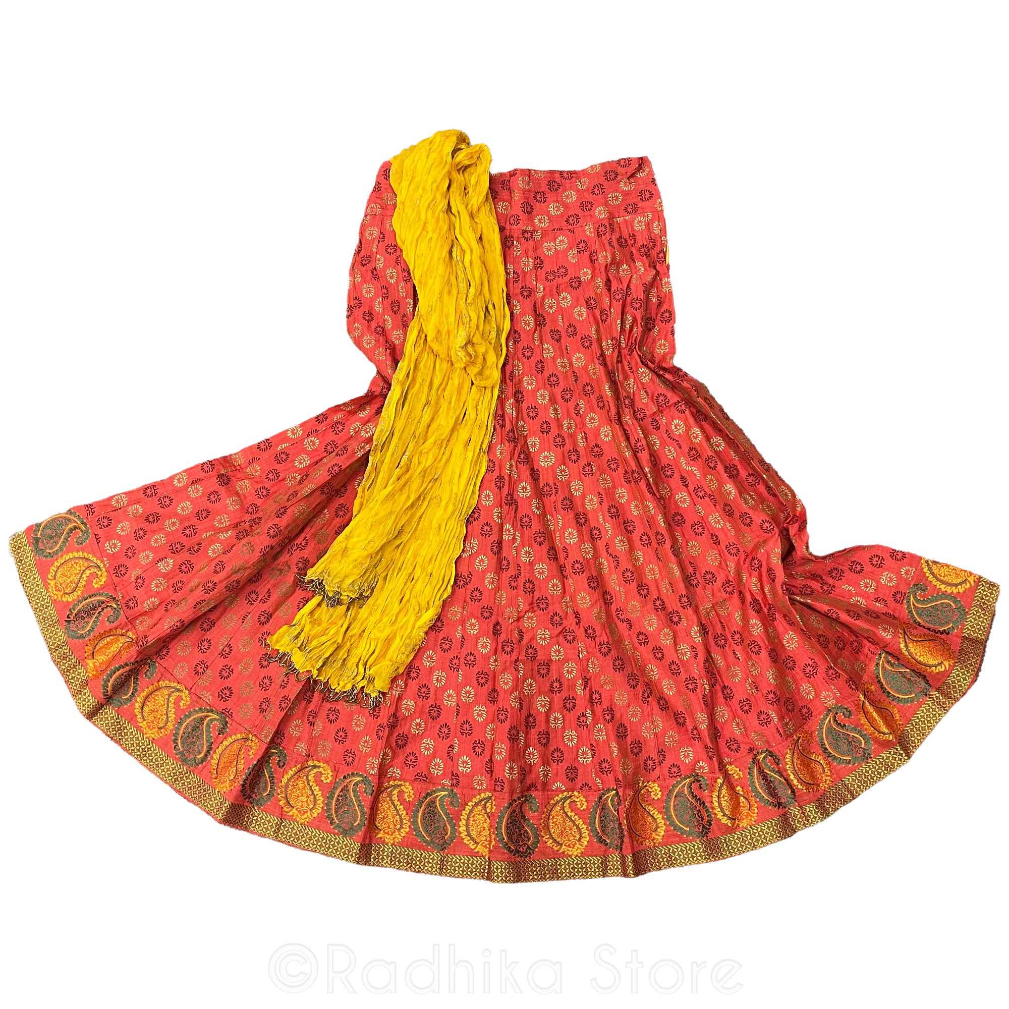 Mayapur Festival - Gopi Skirt - Jute-Cotton- With Sun Yellow Color Chadar - M/Large
