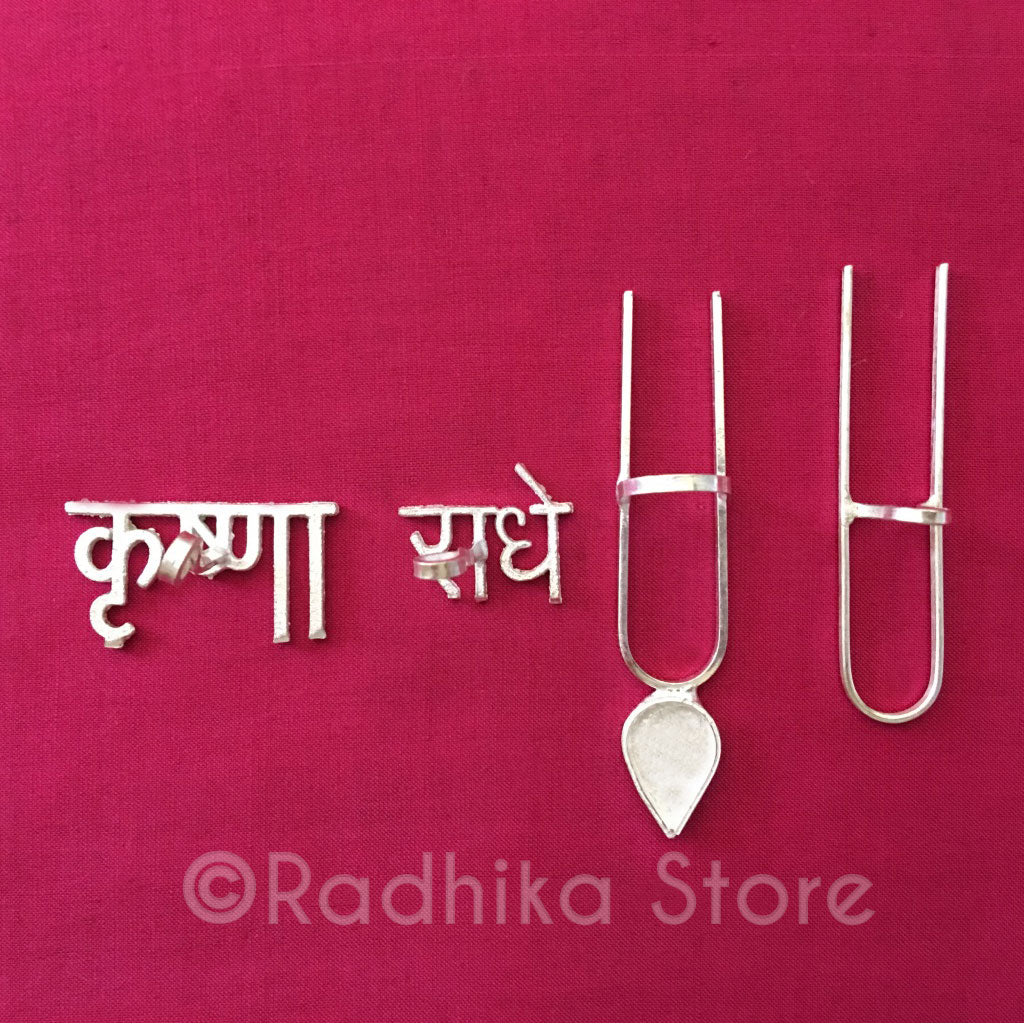 Metal Tilak Stamps - (Krishna, Radhe, Tilak With Tulsi Leaf, Forehead Stamp)