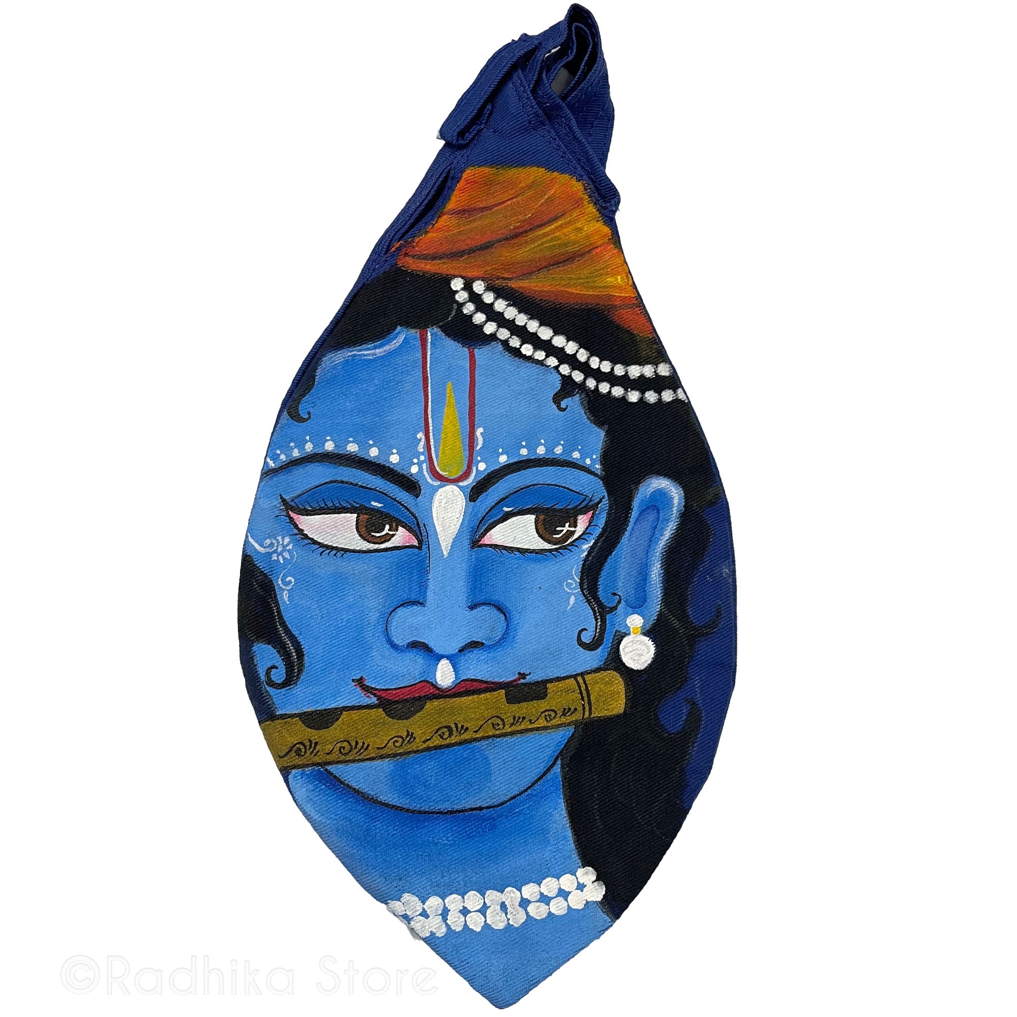 My Murli  Krishna - Hand Painted Bead Bag -Thick cotton