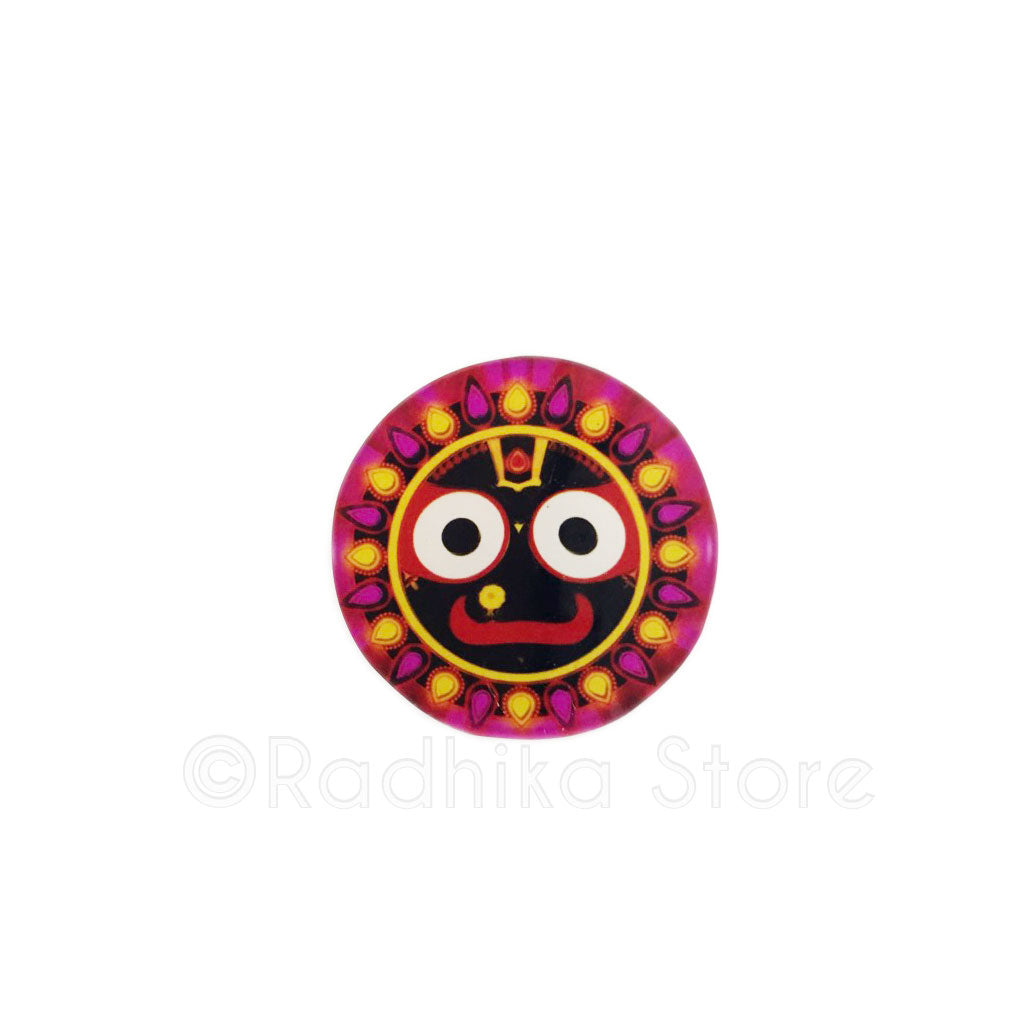 Lord Jagannath Bright Pink Flame Acrylic Button