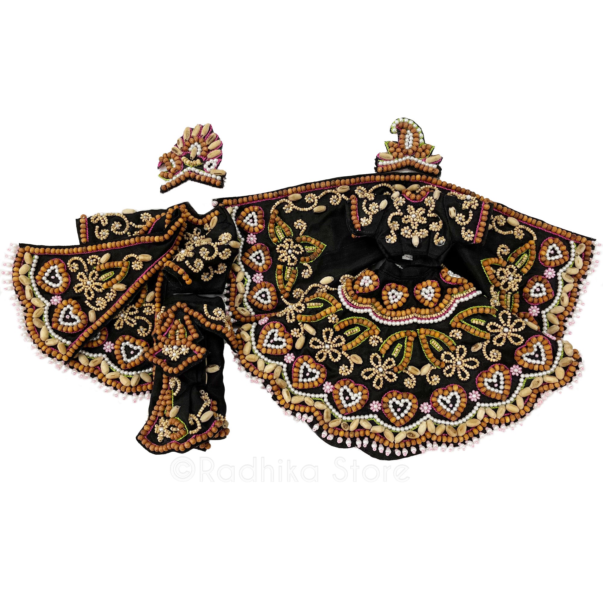 Tulsi Prema - With Sandalwood too - All Silk - Black - Radha Krishna Deity Outfit