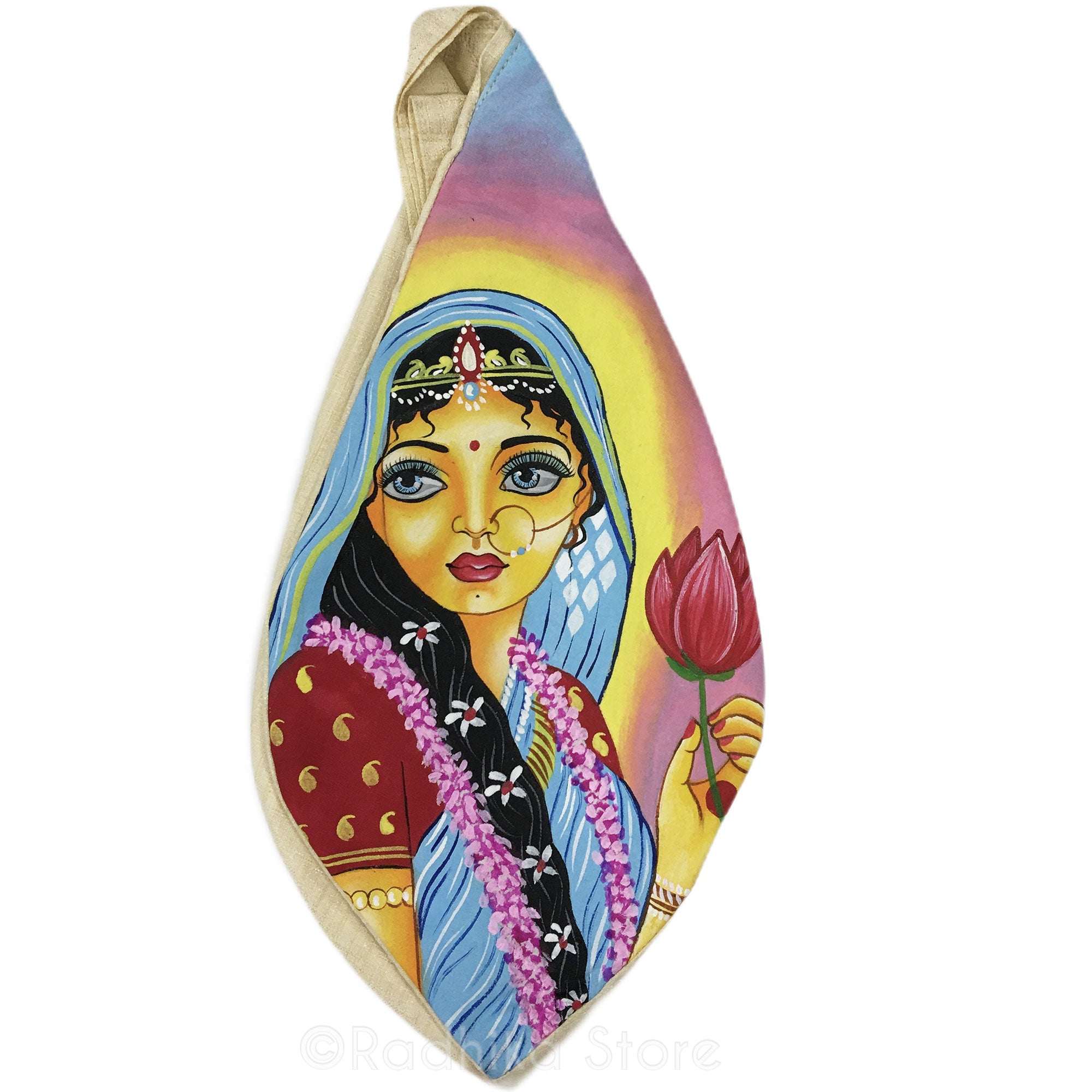 Sri Radhika Lotus - Hand Painted Bead Bag