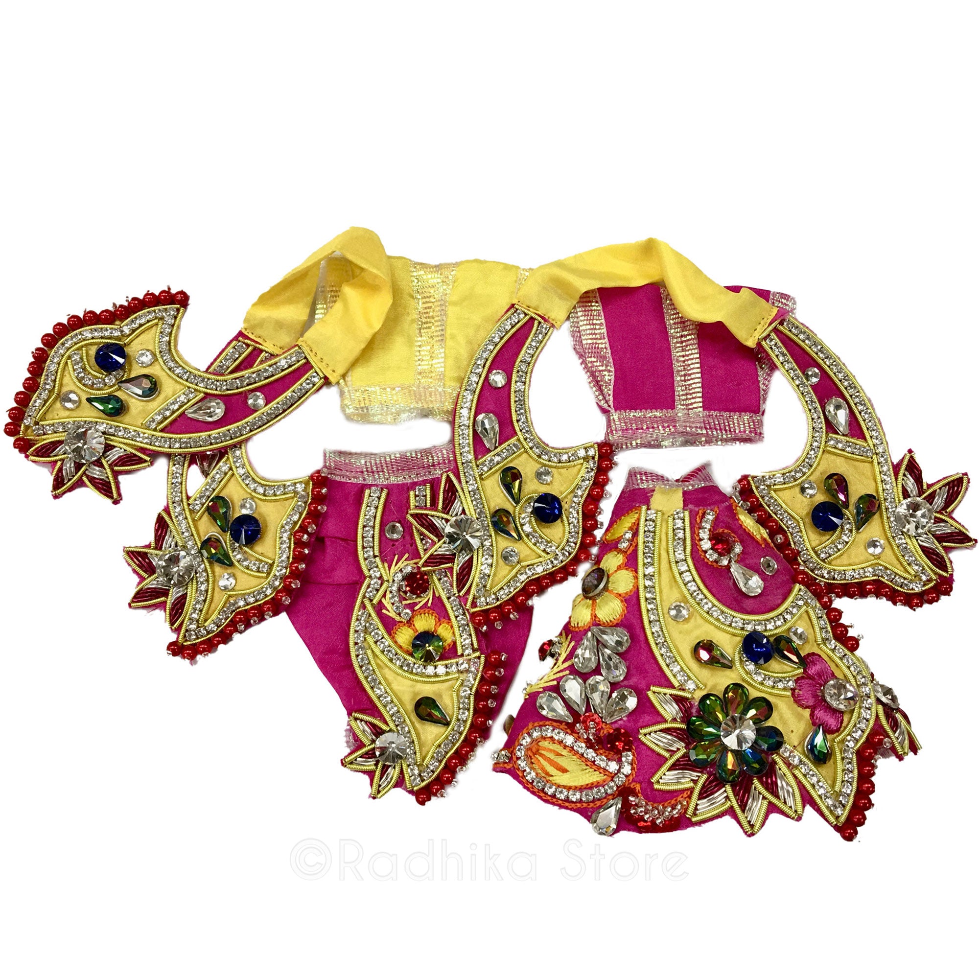 Radhika Stava - Yellow And Bright Pink - Radha Krishna Deity Outfit