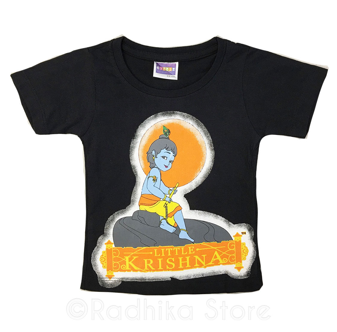 Sitting Little Krishna Short Sleeve - Black-Size 6 to 12 Months