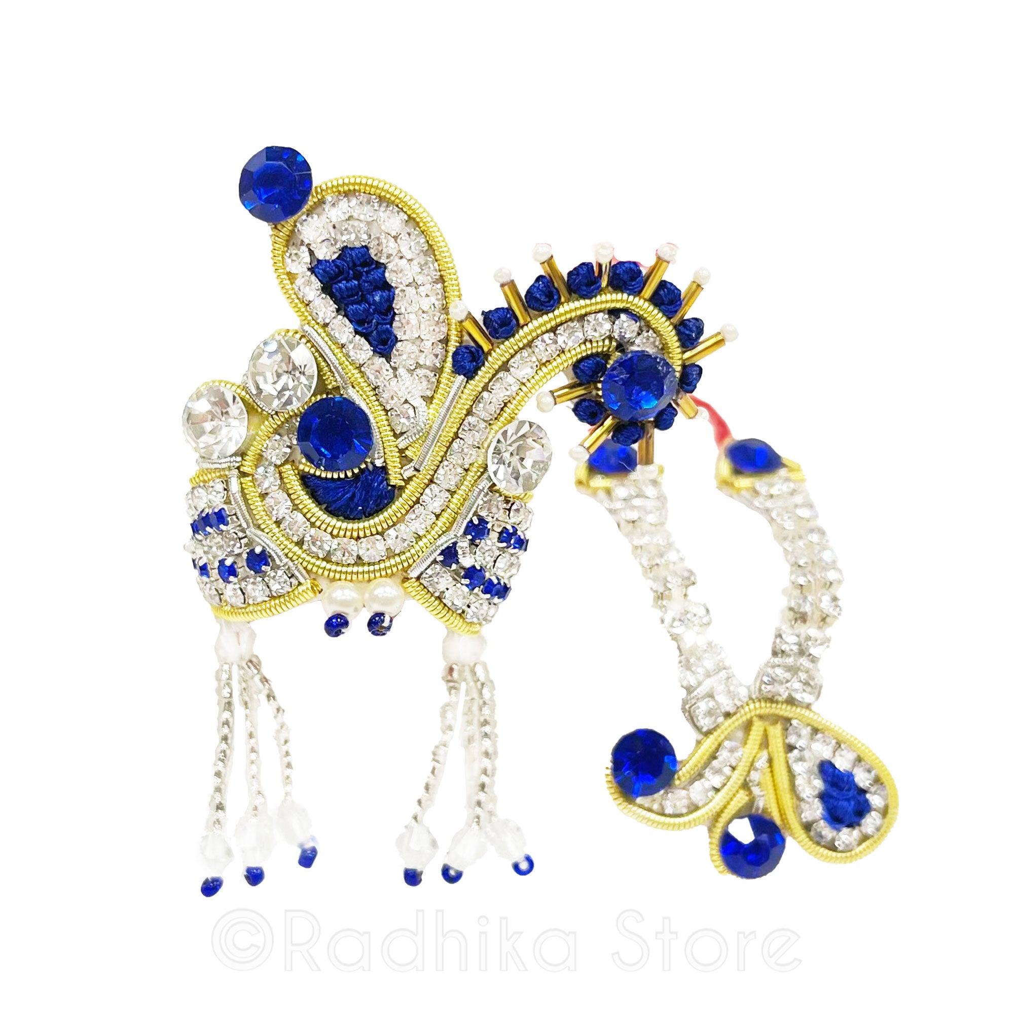 Ganga Sapphire Swan - Deity Crown and Necklace Set