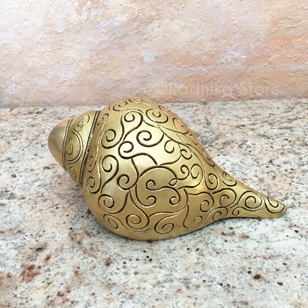 Decorative Conch Shell -Solid Brass- Swirl Design