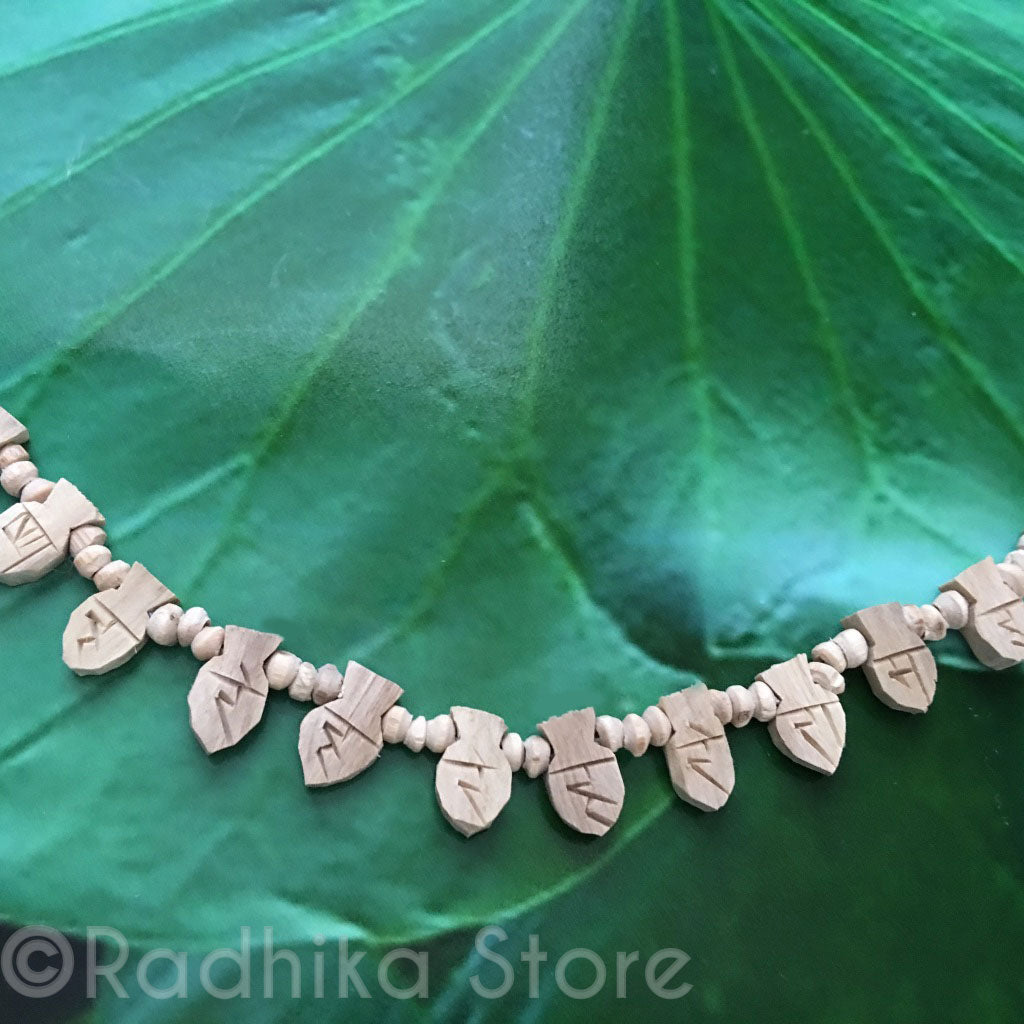 Maha Mantra Tiny Leaf Pendant-Tulsi Necklace
