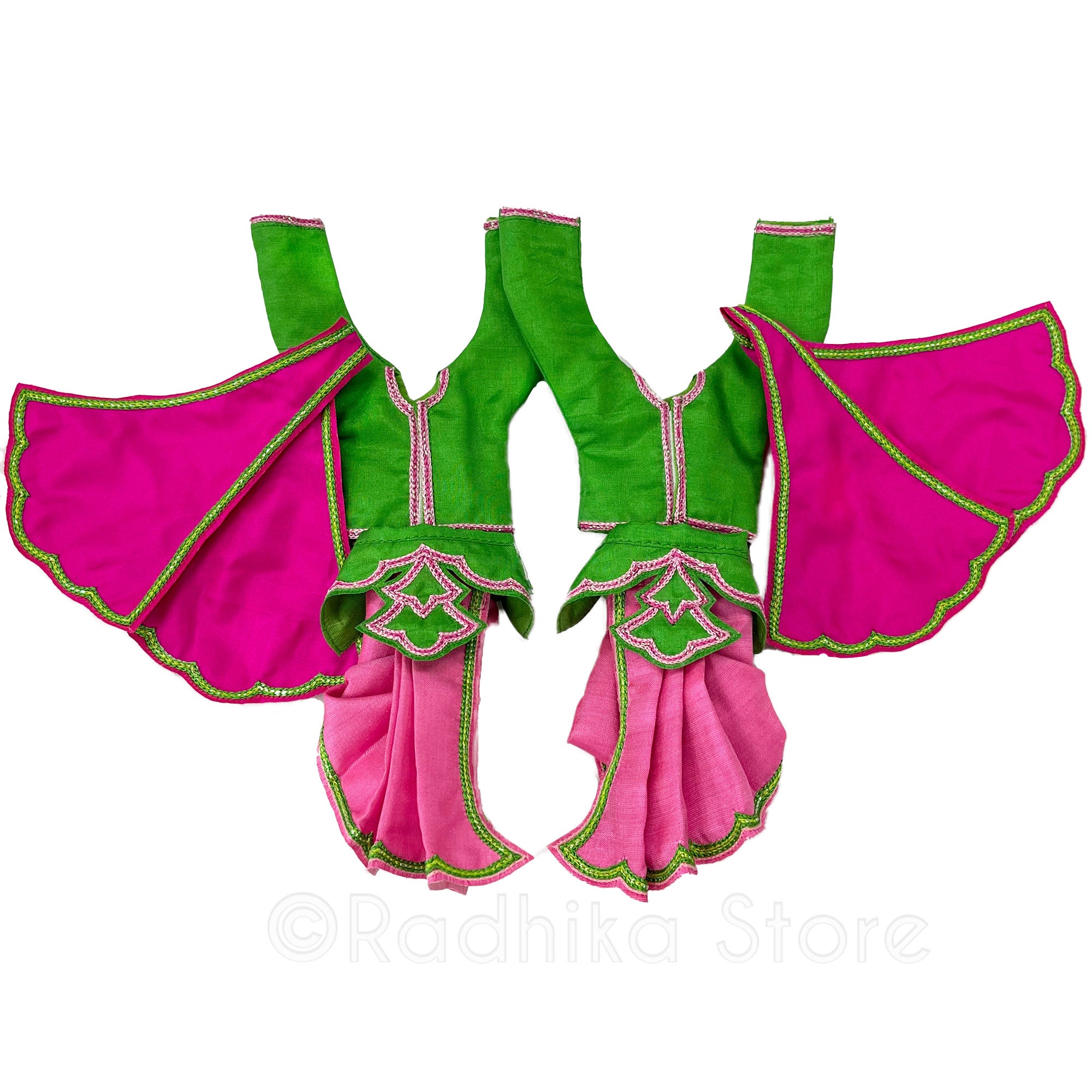 Vrindavan Spring - Silk - Pinks and Green - Gaura Nitai Deity Outfit