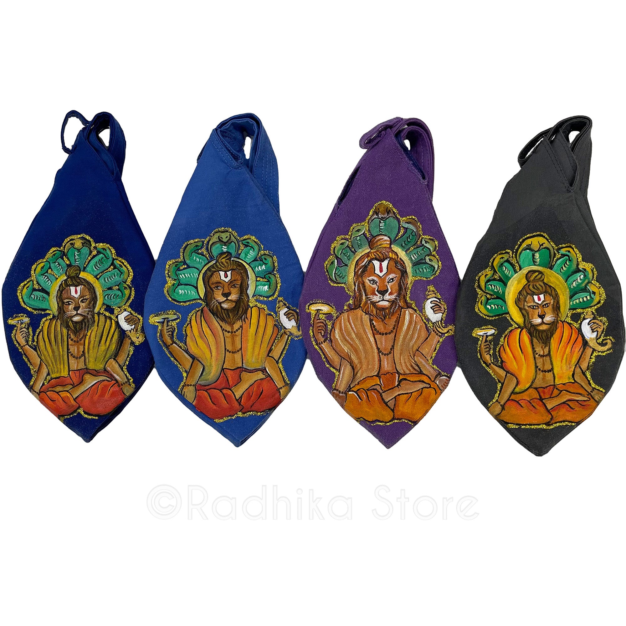 Yoga Narasimha- Thick Cotton - Hand Painted Bead Bag- Choose Color