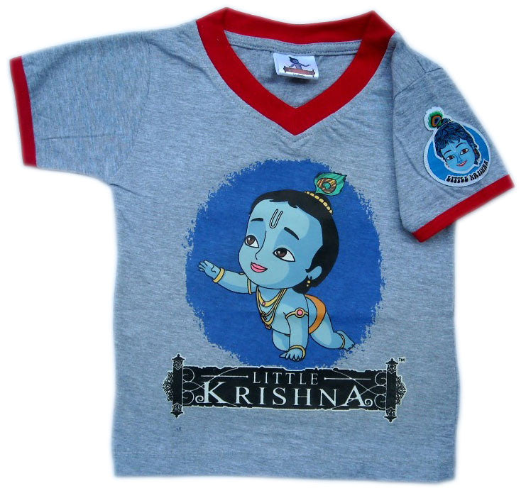 Crawling Krishna Circle T-shirt, Gray