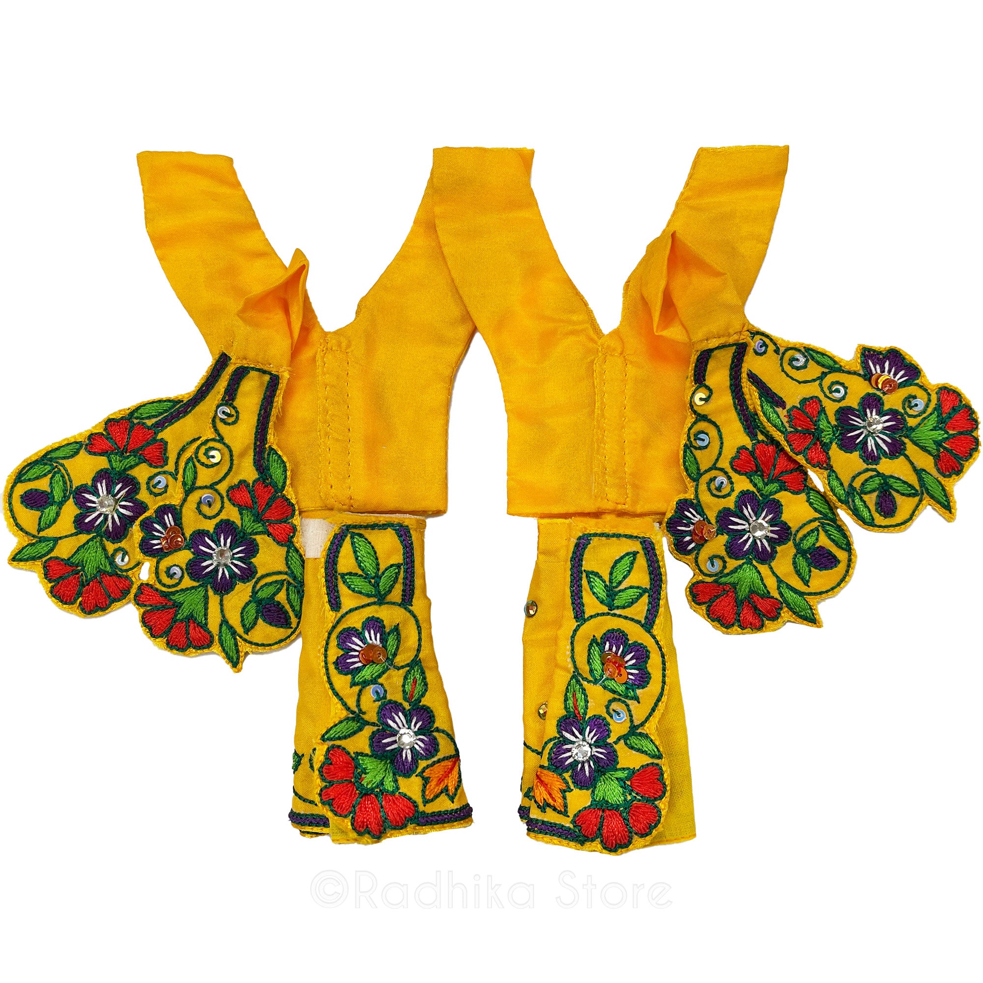 Candle Light Flowers - Marigold Color Satin - Gaura Nitai Deity Outfit