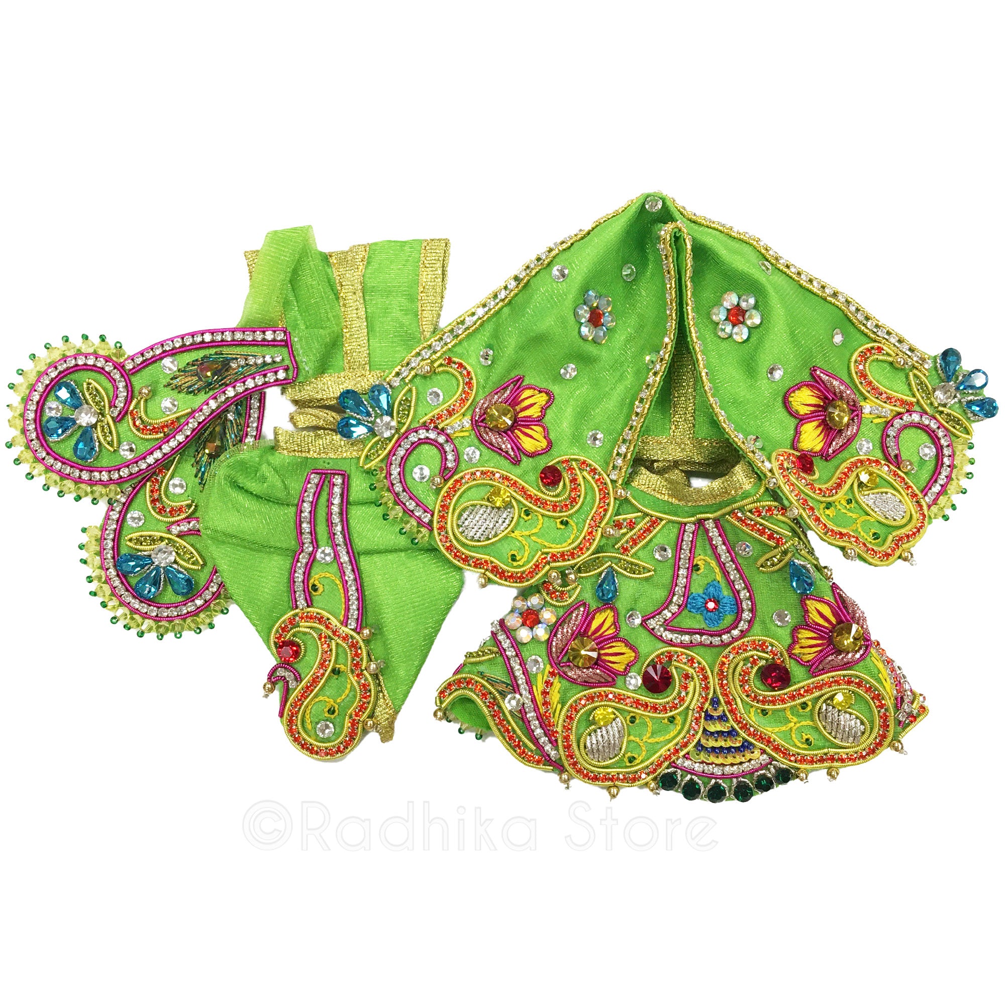 Raman Reti Vrindavan - Spring Green - Radha Krishna Deity Outfit