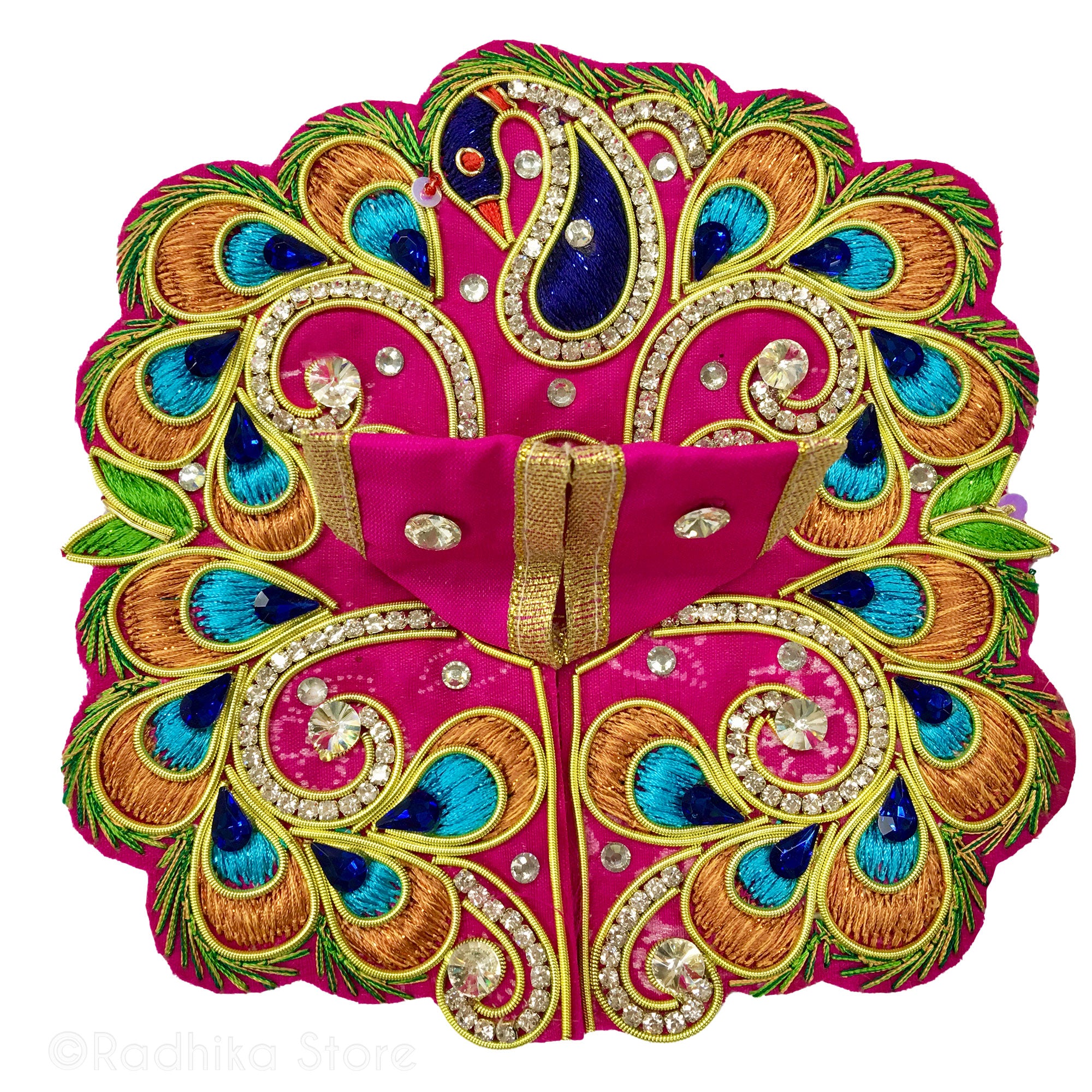 Neon PInk Peacock Plumes - Laddu Gopal Outfit