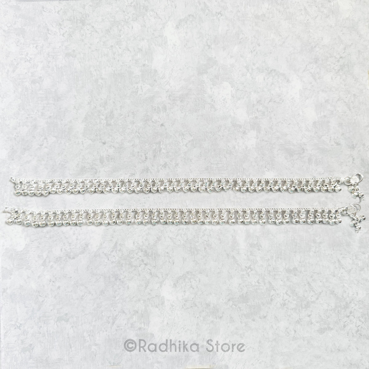 Lots of Chum Chum Bells - Set of 2 - Silver Anklets