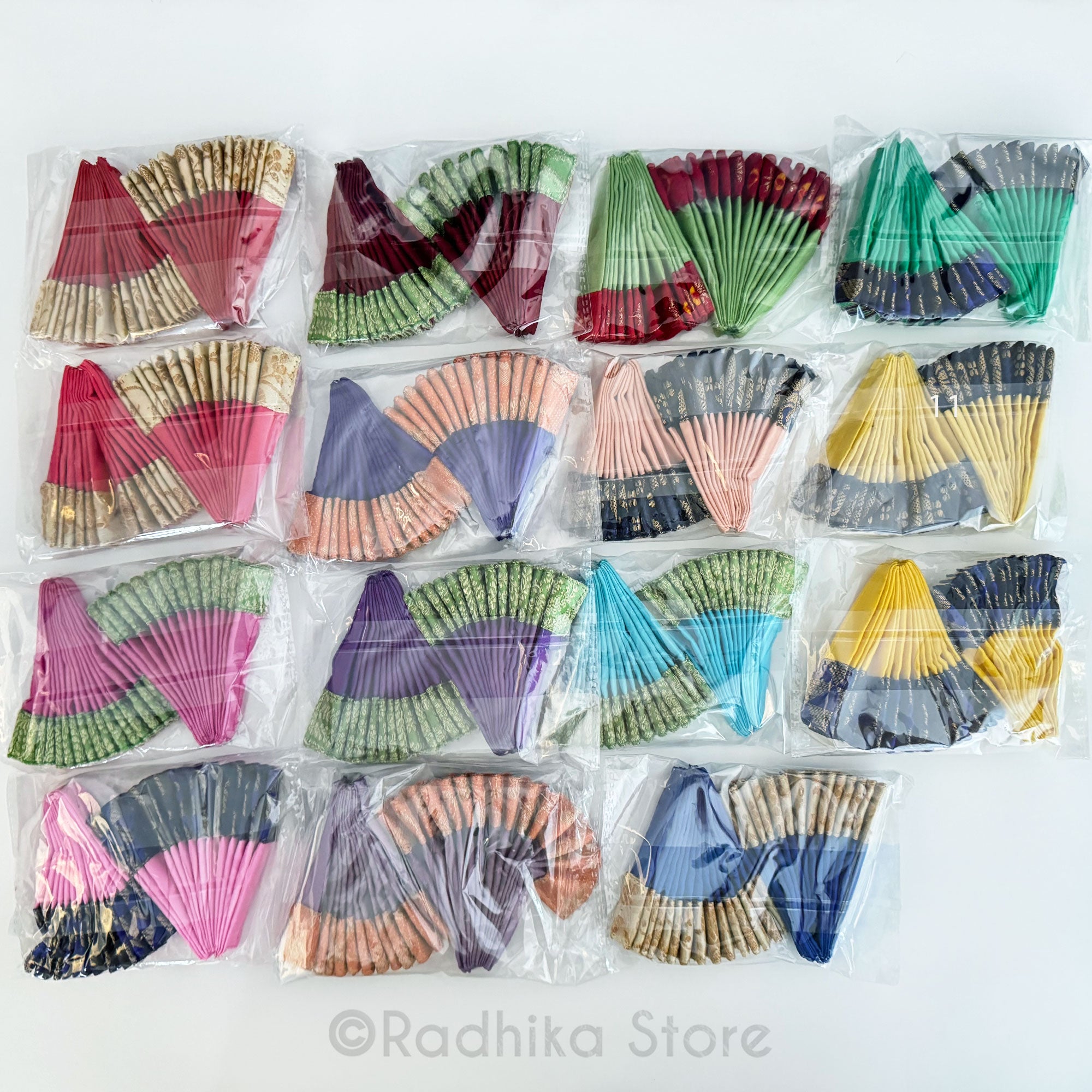 Turban Fans -Silk with Jacquard-  3 1/4 Inch - Set of 2