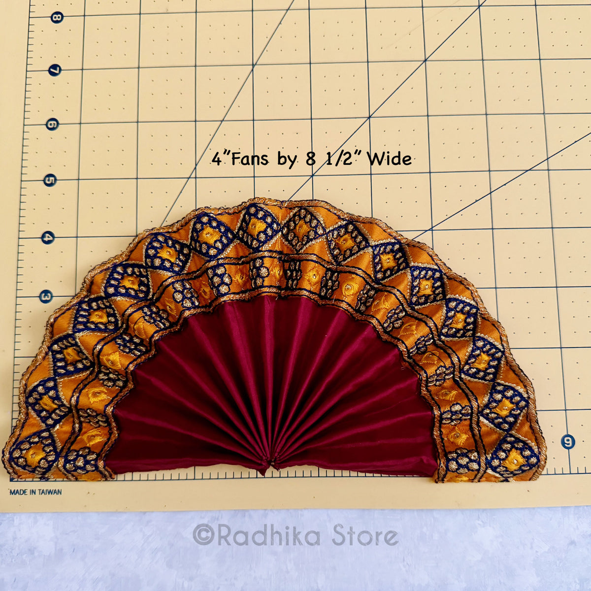 Turban Fans -Silk with Jacquard-  4 1/4 Inch - Set of 2