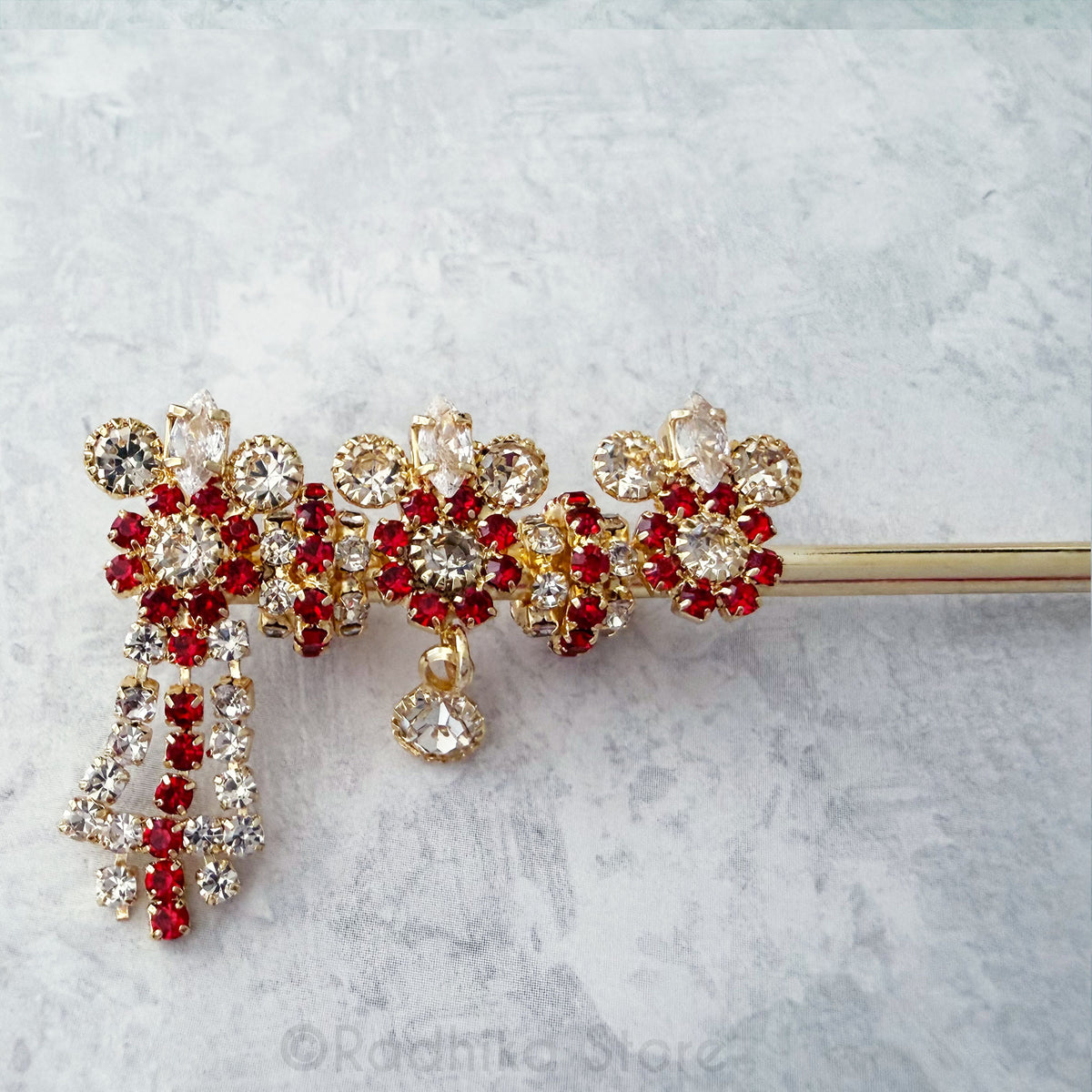 Diamond Rhinestone Vrindavan Flower Flutes- 4 1/4 Inch