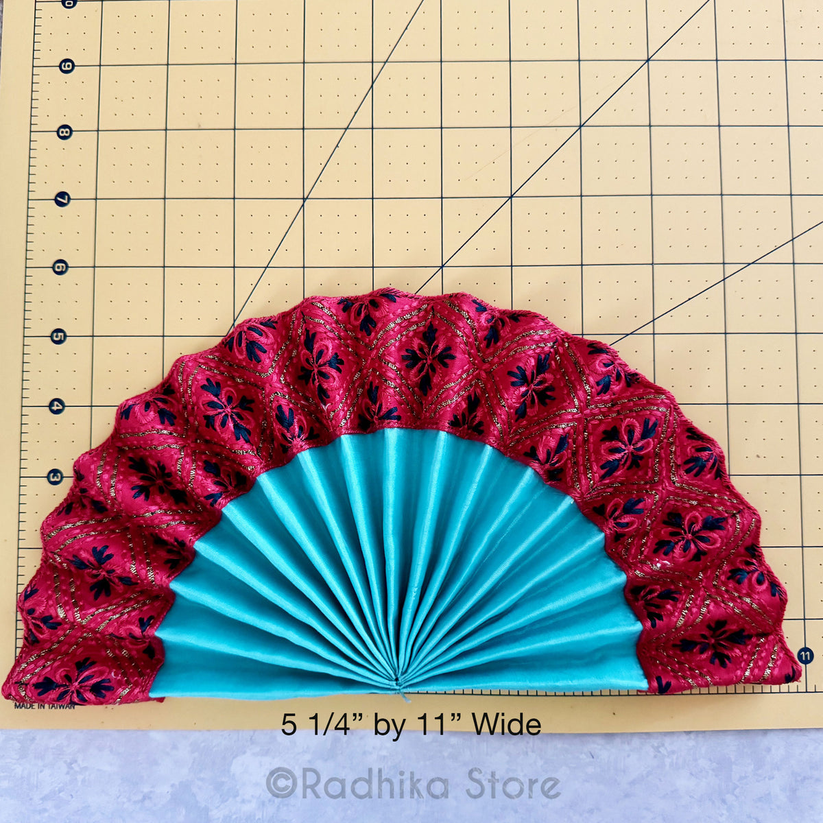 Turban Fans -Silk with Jacquard-  5 1/4 Inch - Set of 2