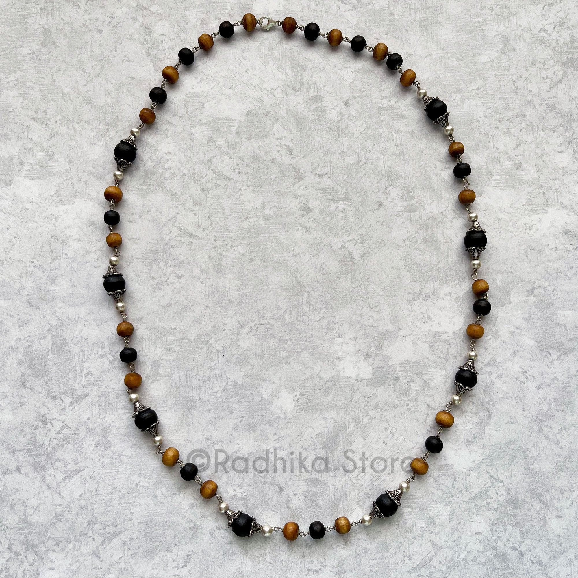 Exclusive design Black and Brown - Tulsi Silver Necklace 24.5 Inch