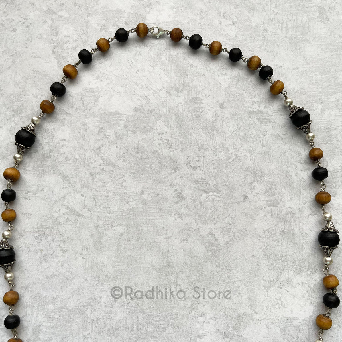 Exclusive design Black and Brown - Tulsi Silver Necklace 24.5 Inch