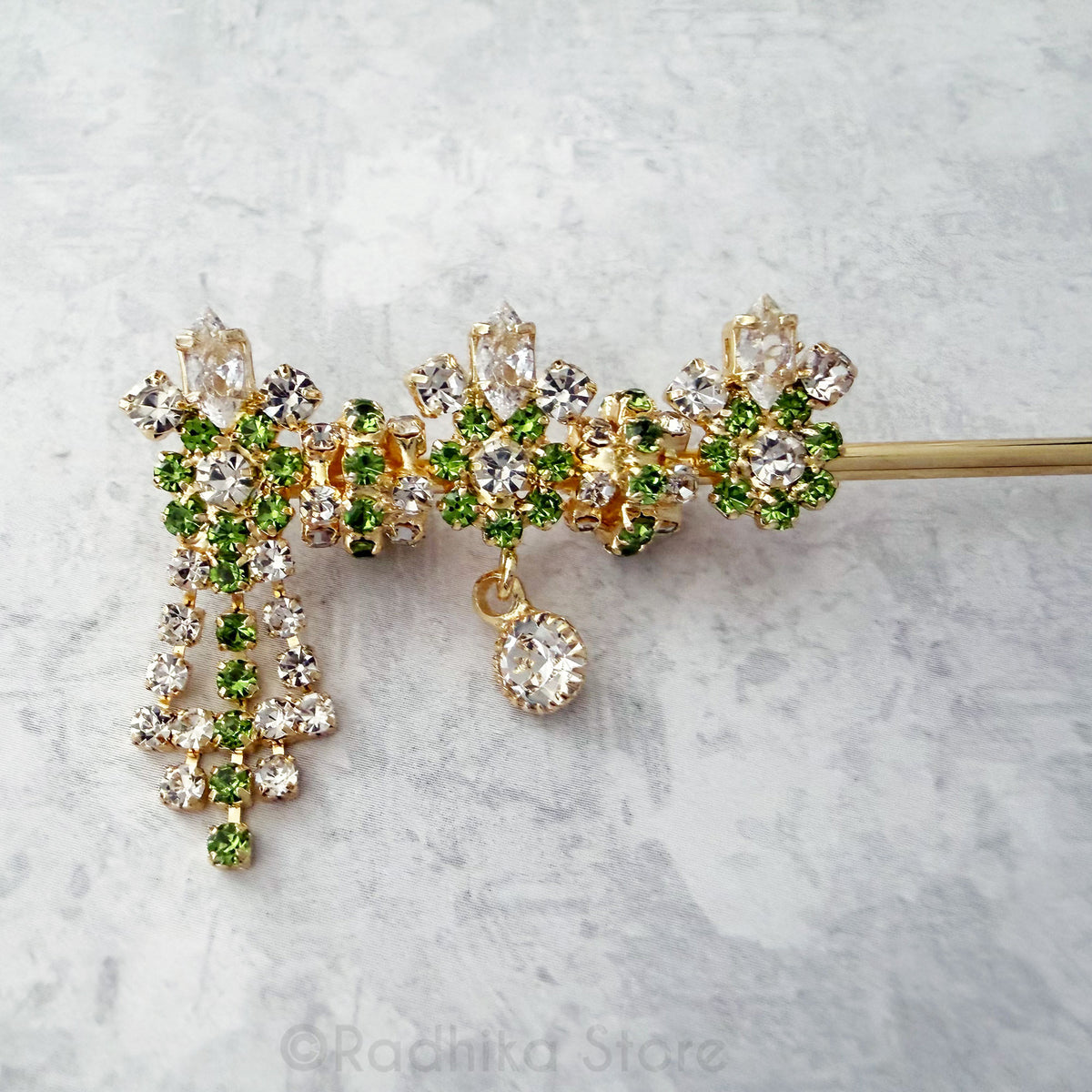 Diamond Rhinestone Vrindavan Flower Flutes- 5 1/4 Inch