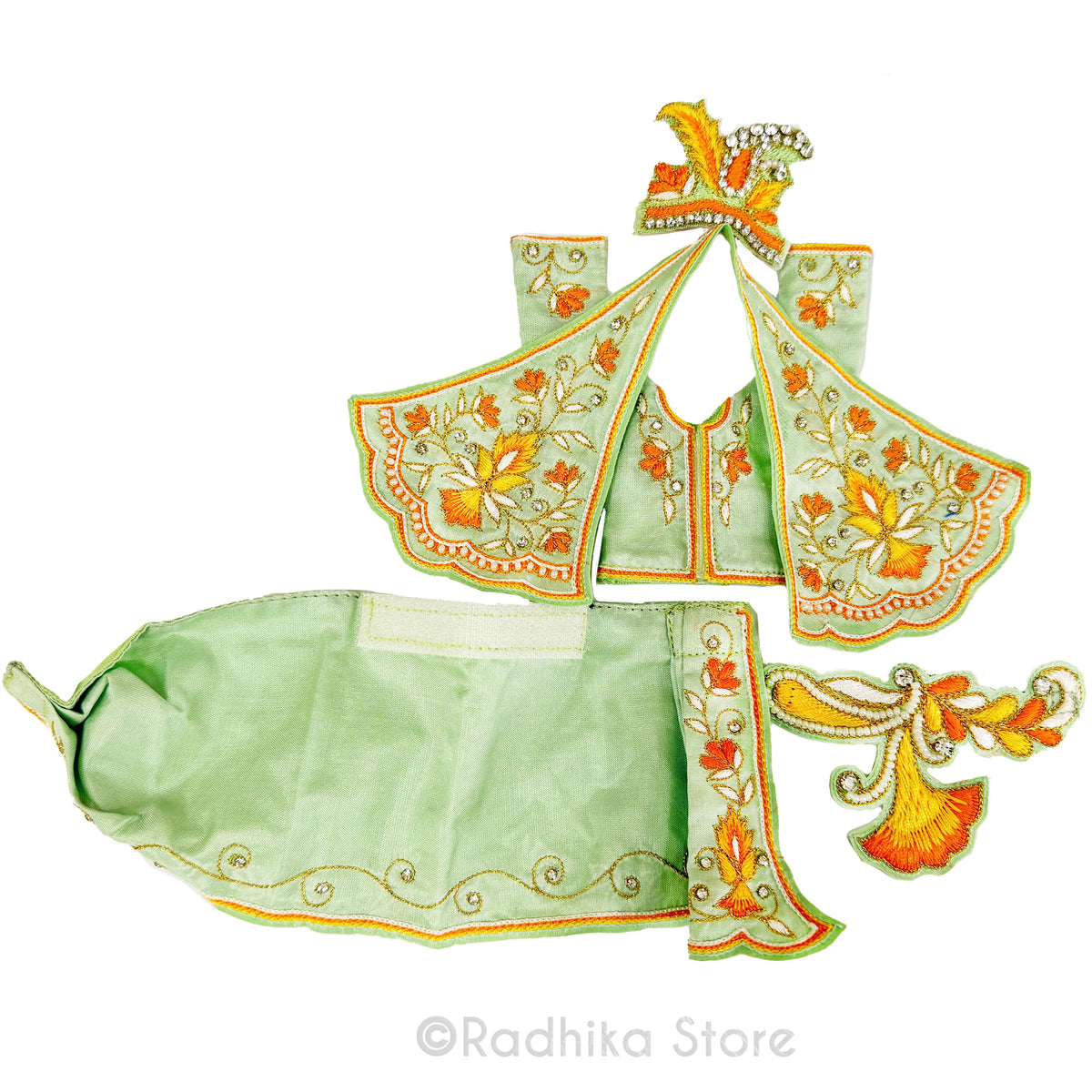 Autumn Dance - Light Sea Green - Silk - Gaura Nitai Deity Outfit