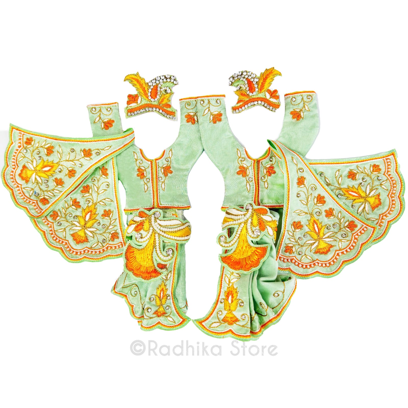 Autumn Dance - Light Sea Green - Silk - Gaura Nitai Deity Outfit