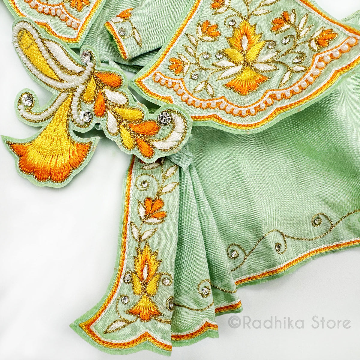 Autumn Dance - Light Sea Green - Silk - Radha Krishna Deity Outfit