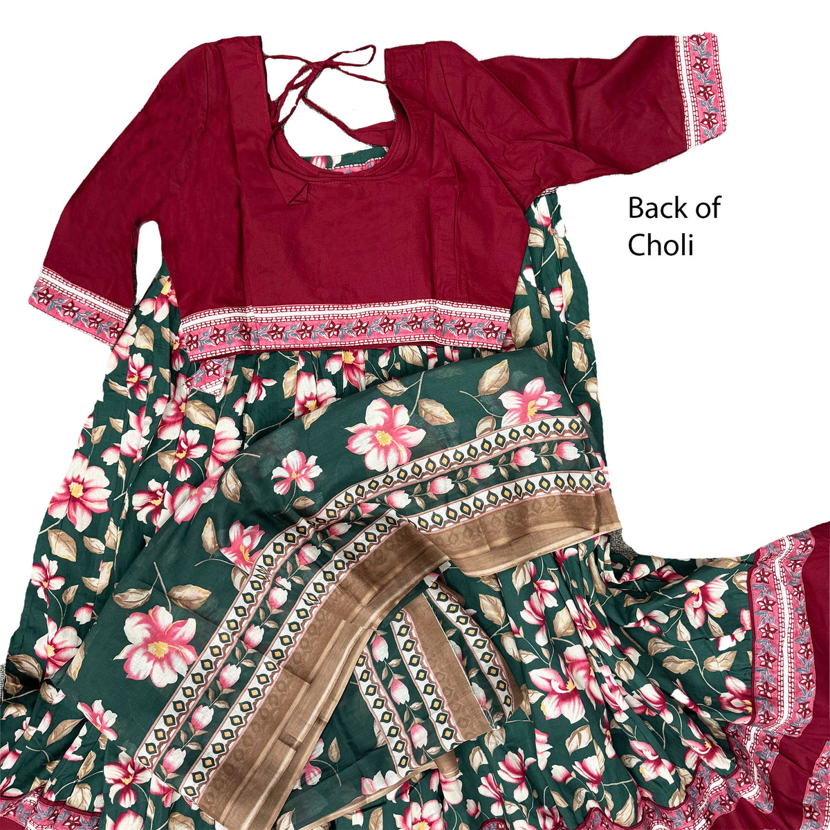 Vrindavan Forest Flowers - Cotton - Screen Print-Gopi Skirt-7 Meters Good Twirling