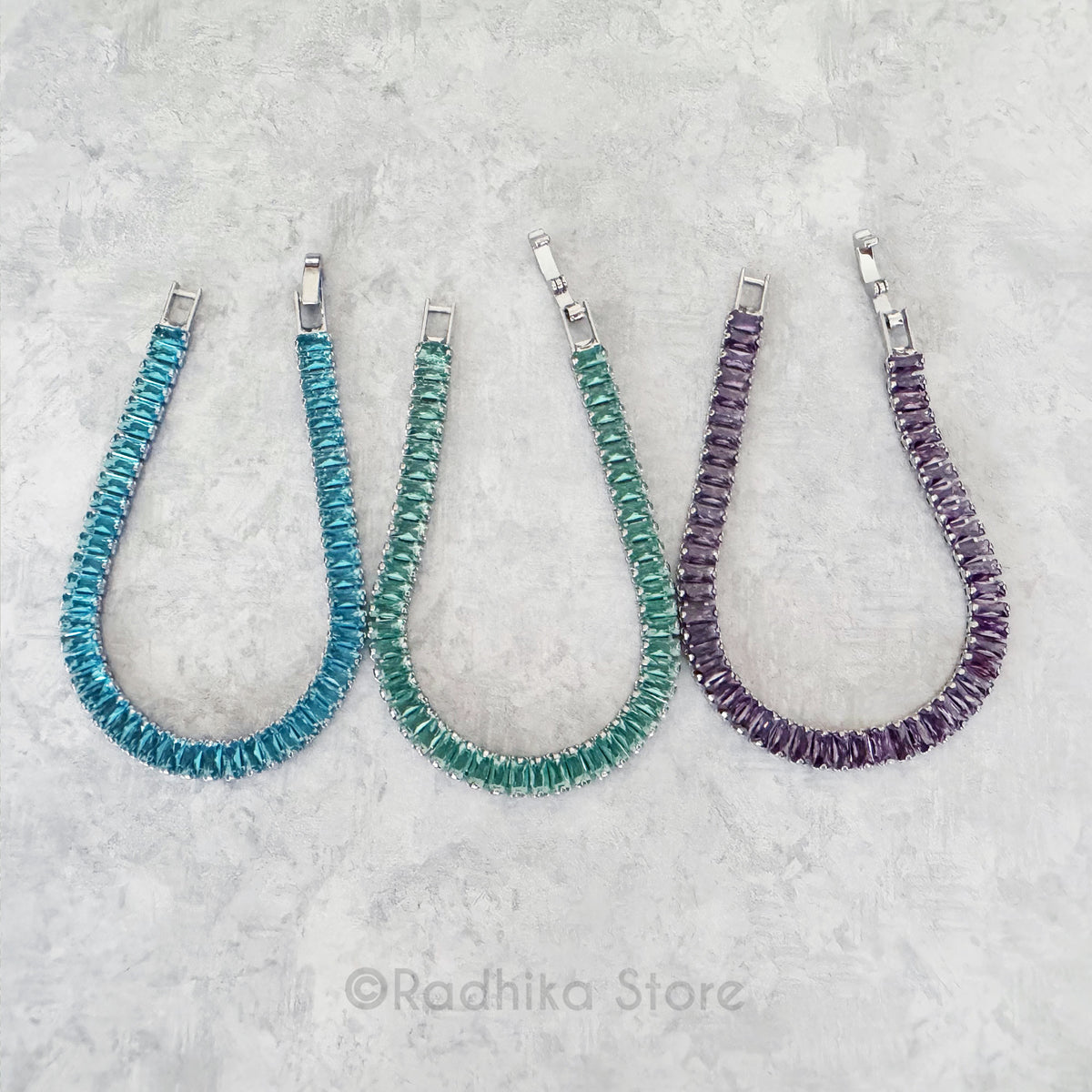 Baguette Cut Rhinestone Deity Necklace- Silvery