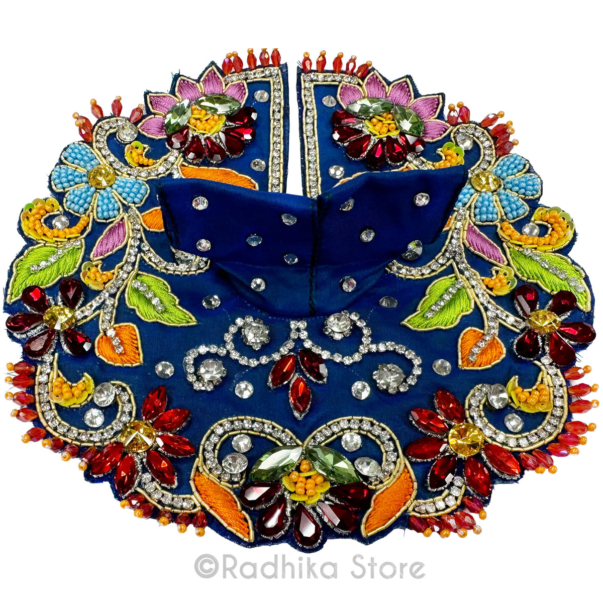 Nanda Gram Garden - Cobalt Blue Satin  -  Laddu Gopal Outfit