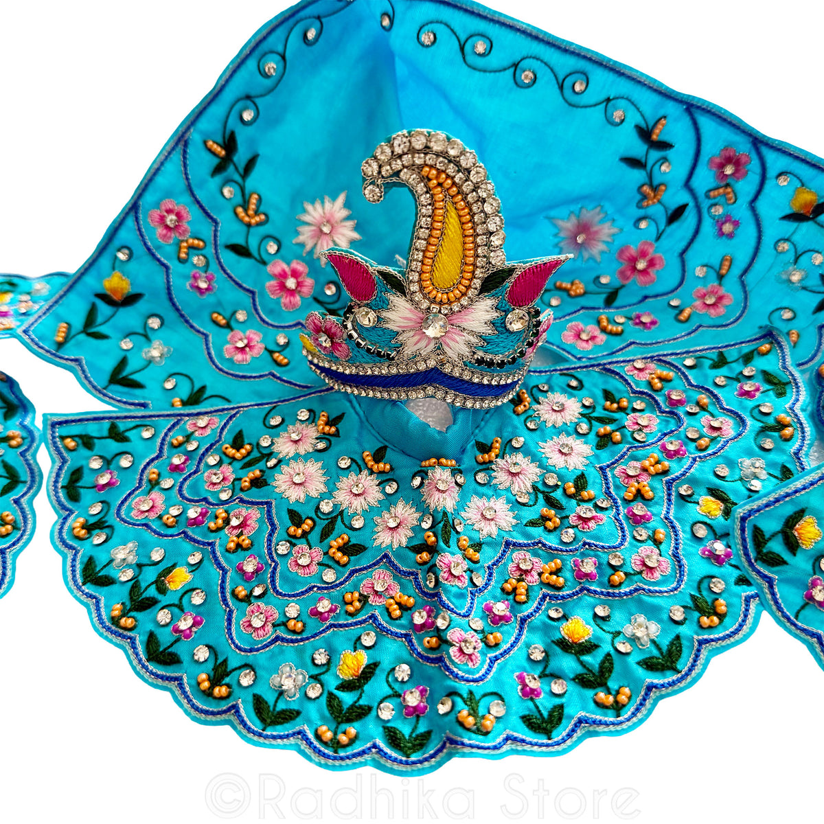 TAKING ORDERS NOW- Ganga Yamnua - Turquoise Blue - Silk - Jagannath Baladeva Subhadra Deity Outfit