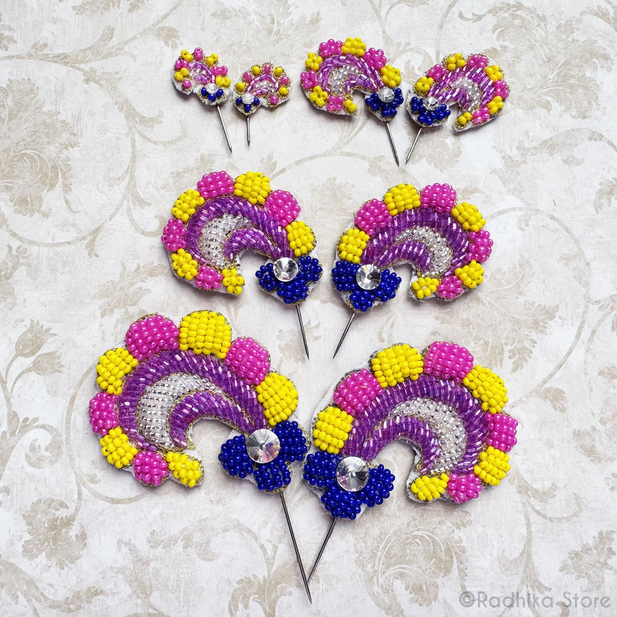 Festival Curls - Berry Sweet - Embroidery Turban Pins - Set of 2