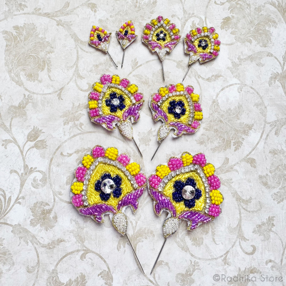 Festival Fan - Berry Sweet - Embroidery Turban Pins - Set of 2